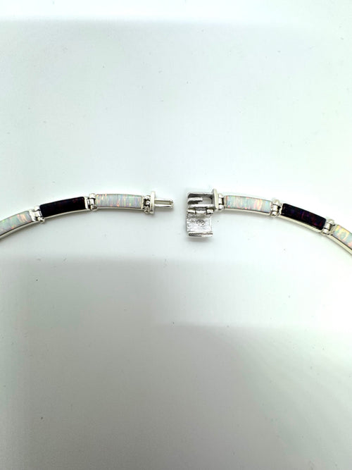 Black and white fire opal necklace set