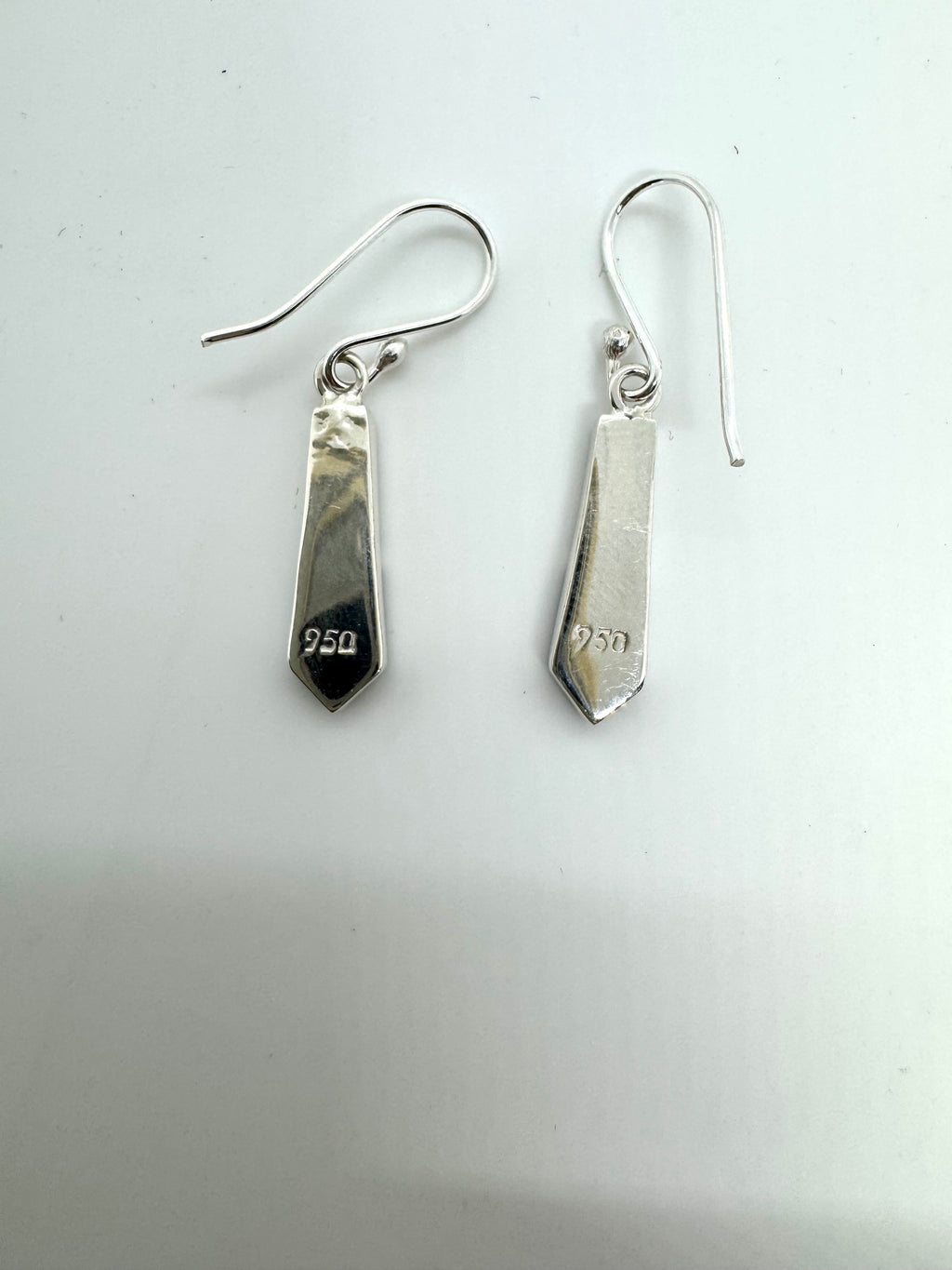 Black and white hanging fire opal earrings