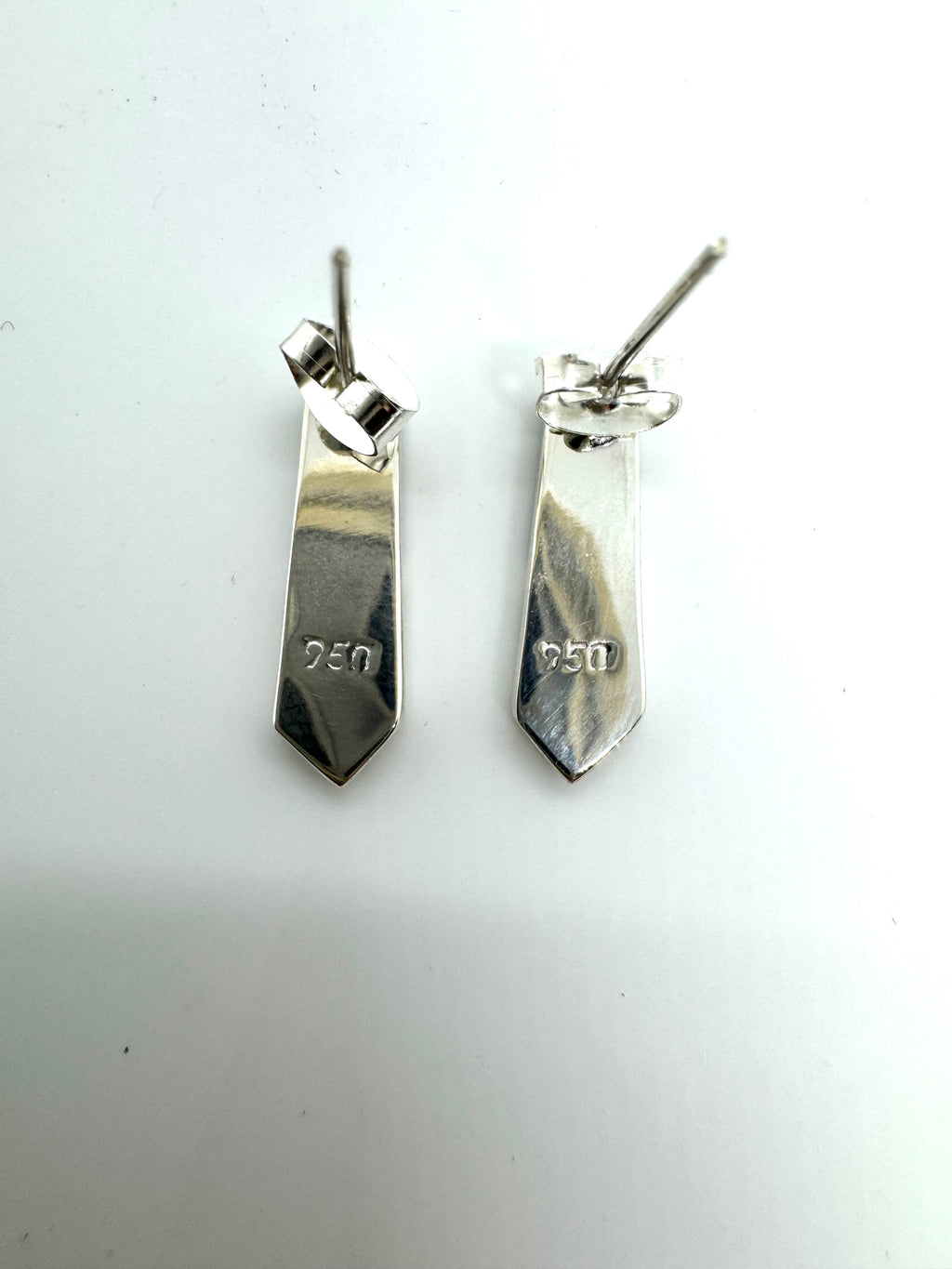 Black and white post fire Opal earrings