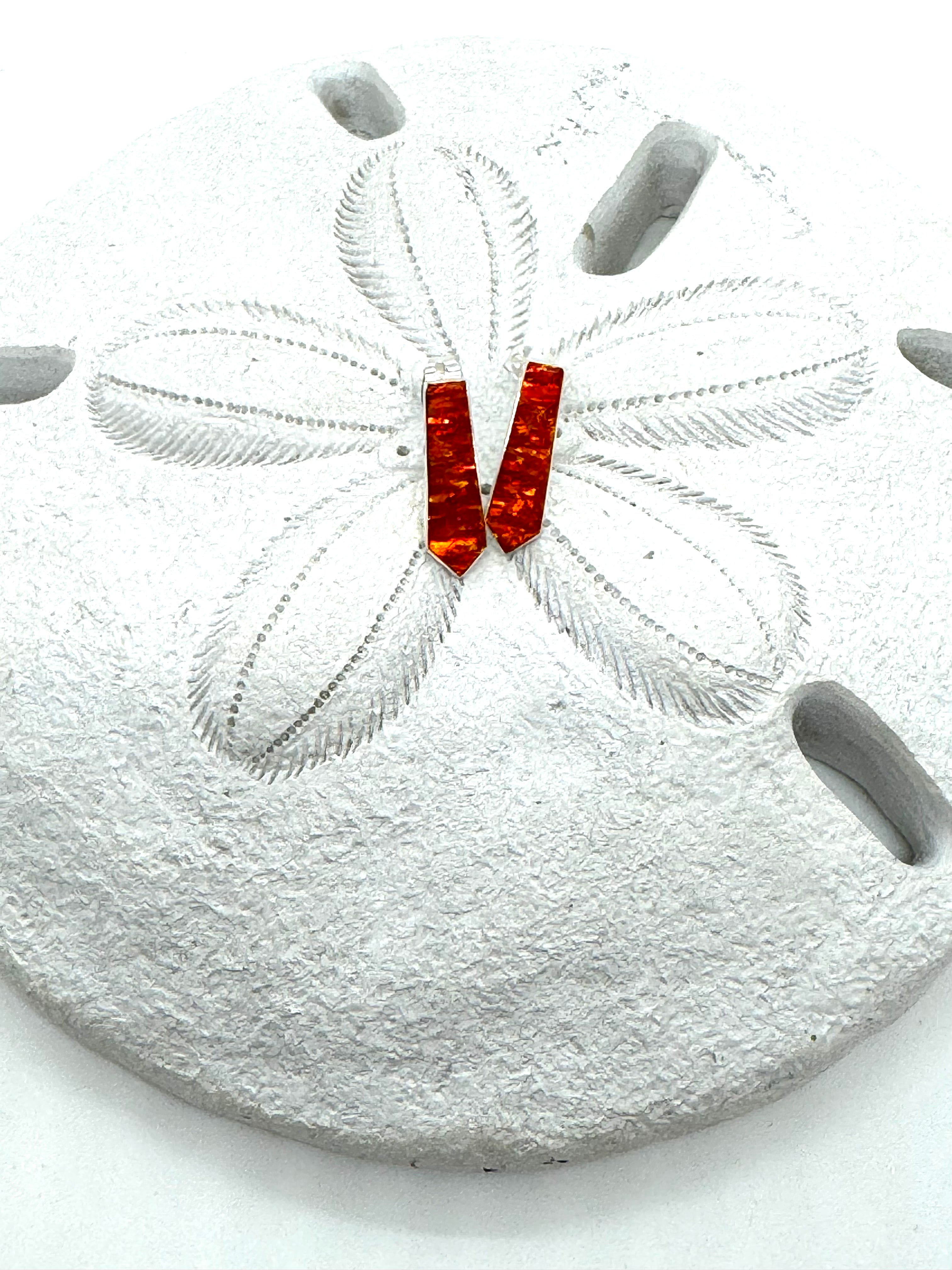 Orange post fire opal earrings