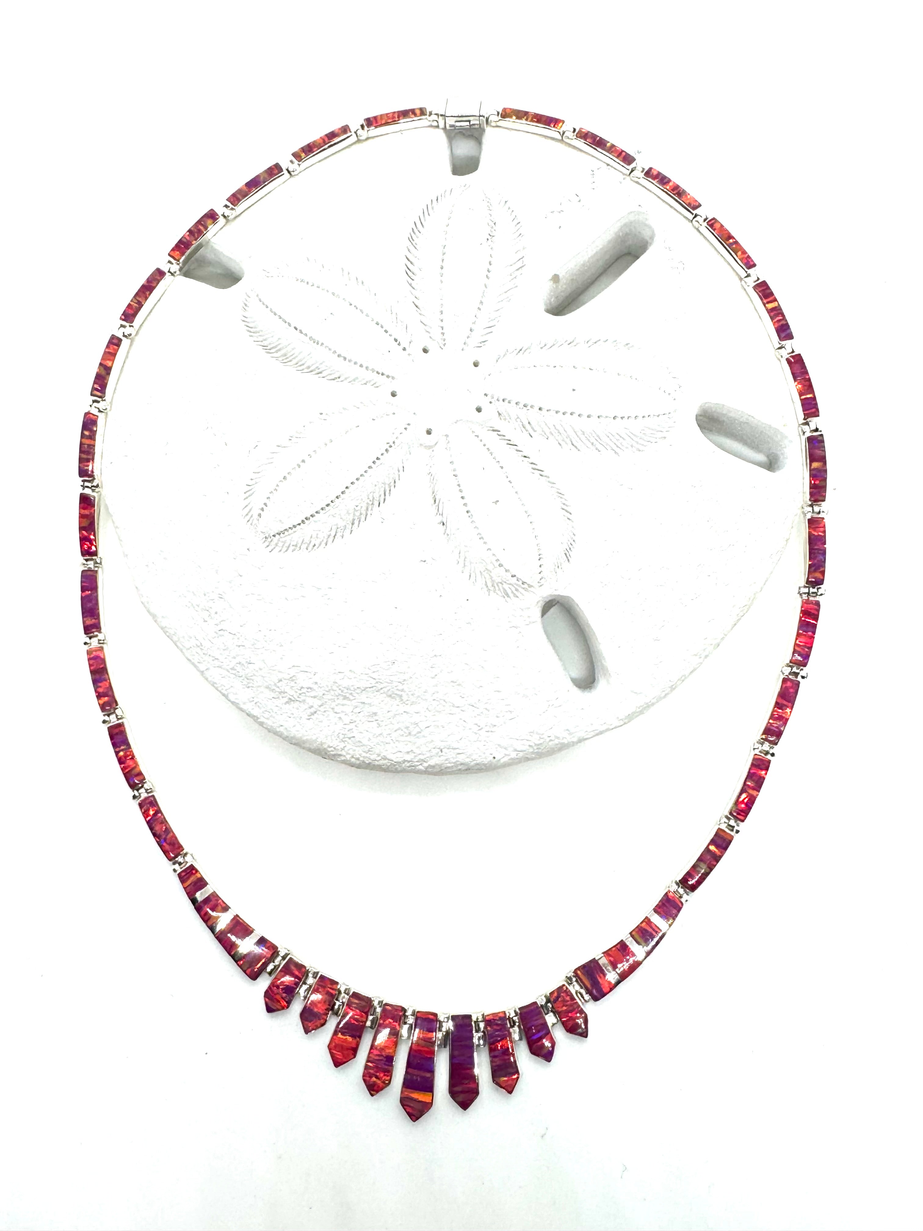 Pink fire opal necklace