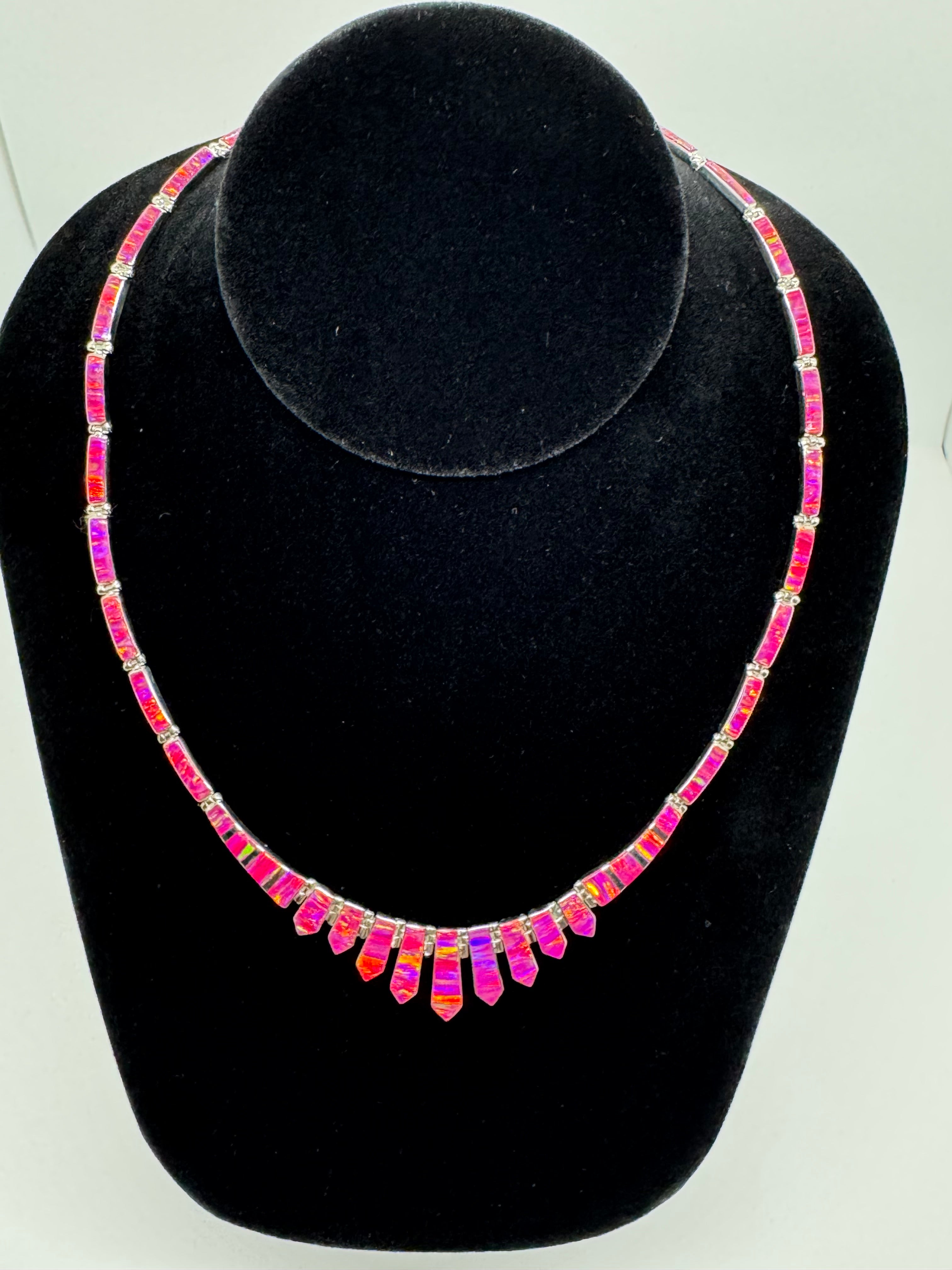 Pink fire opal necklace