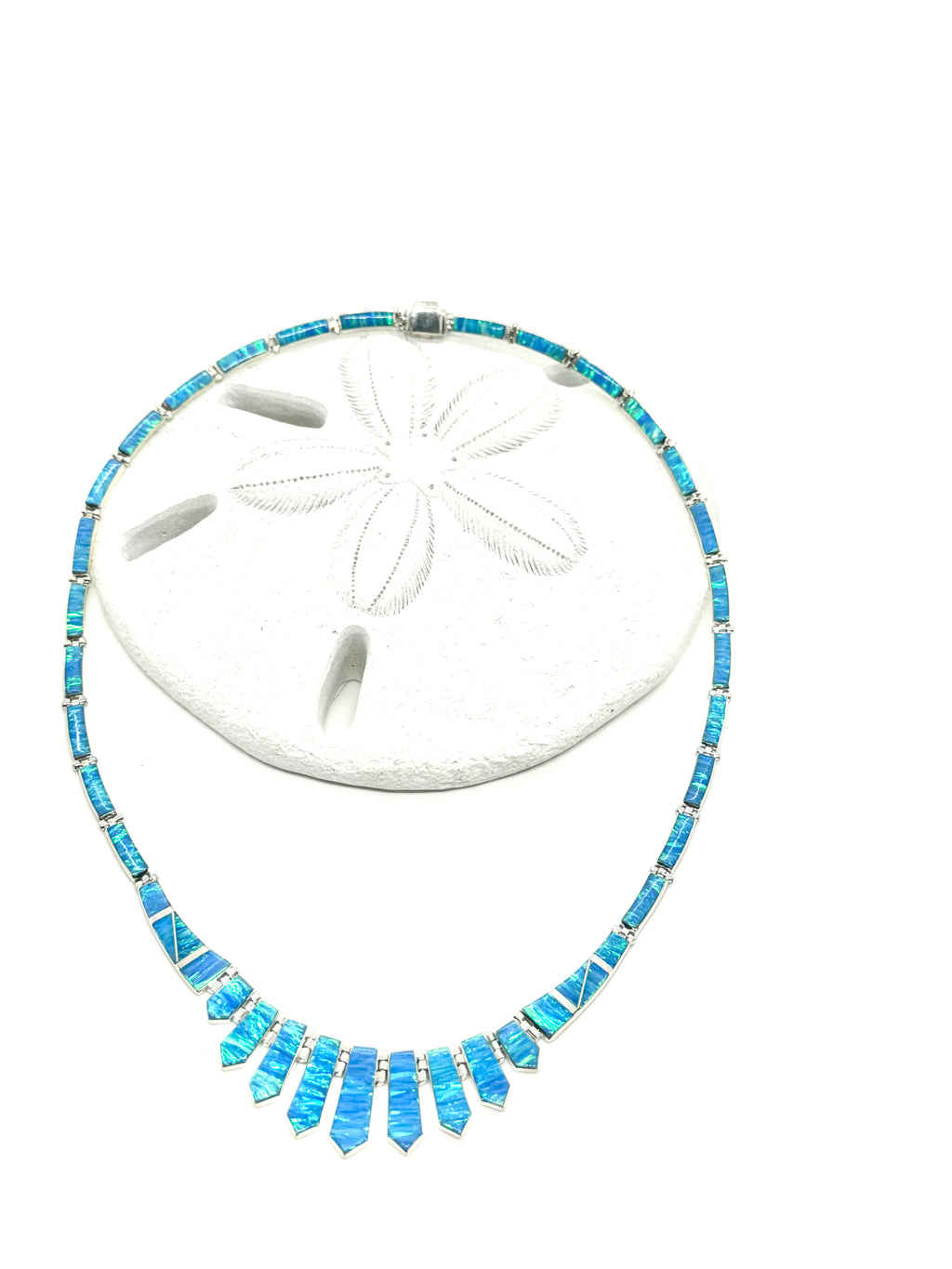 Ocean blue fire opal necklace