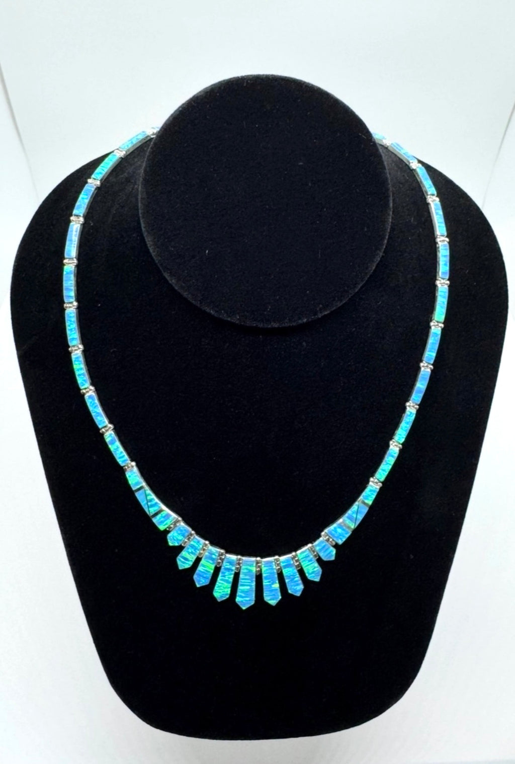 Ocean blue fire opal necklace