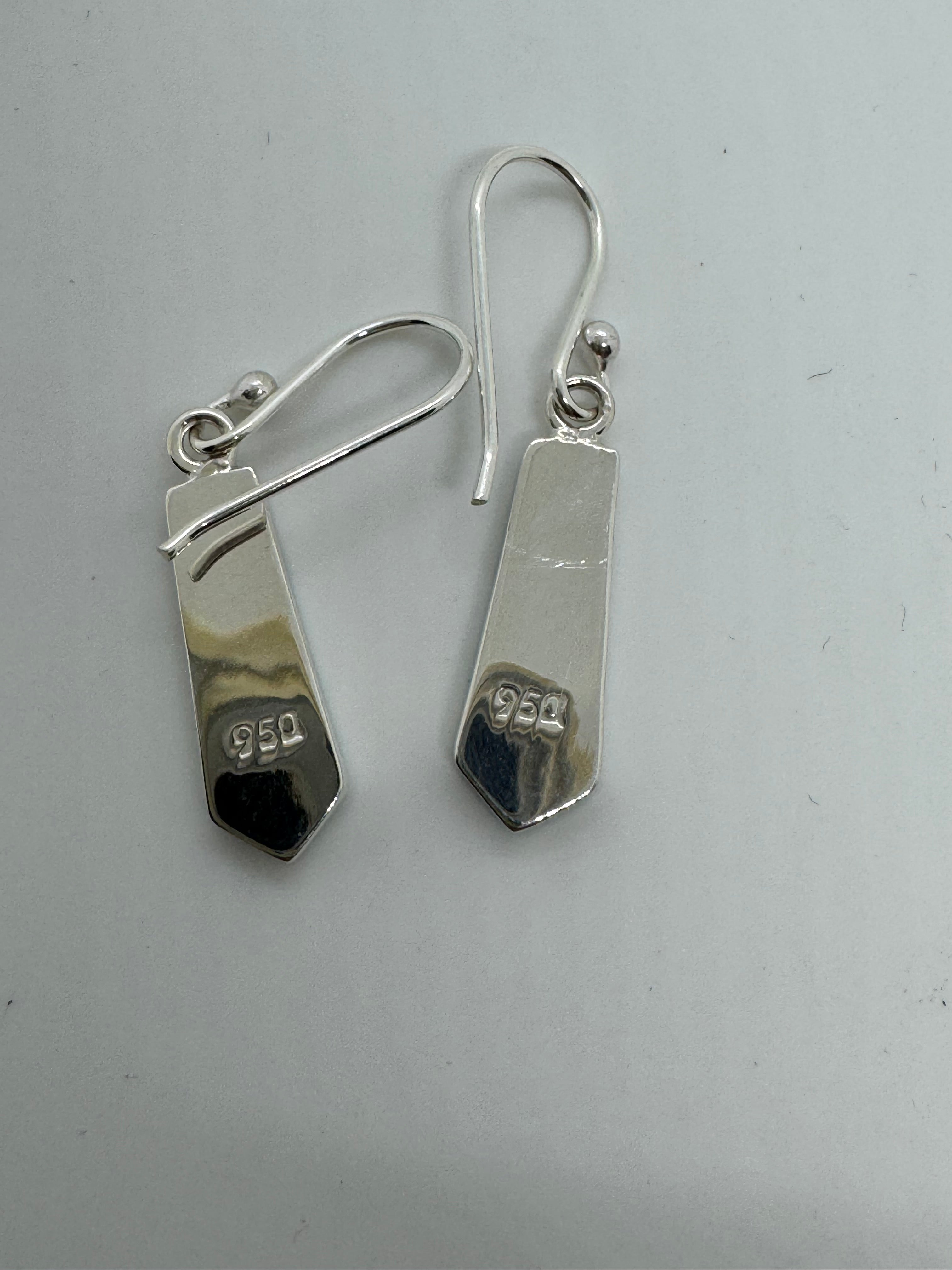 Ocean blue fire opal hanging earrings