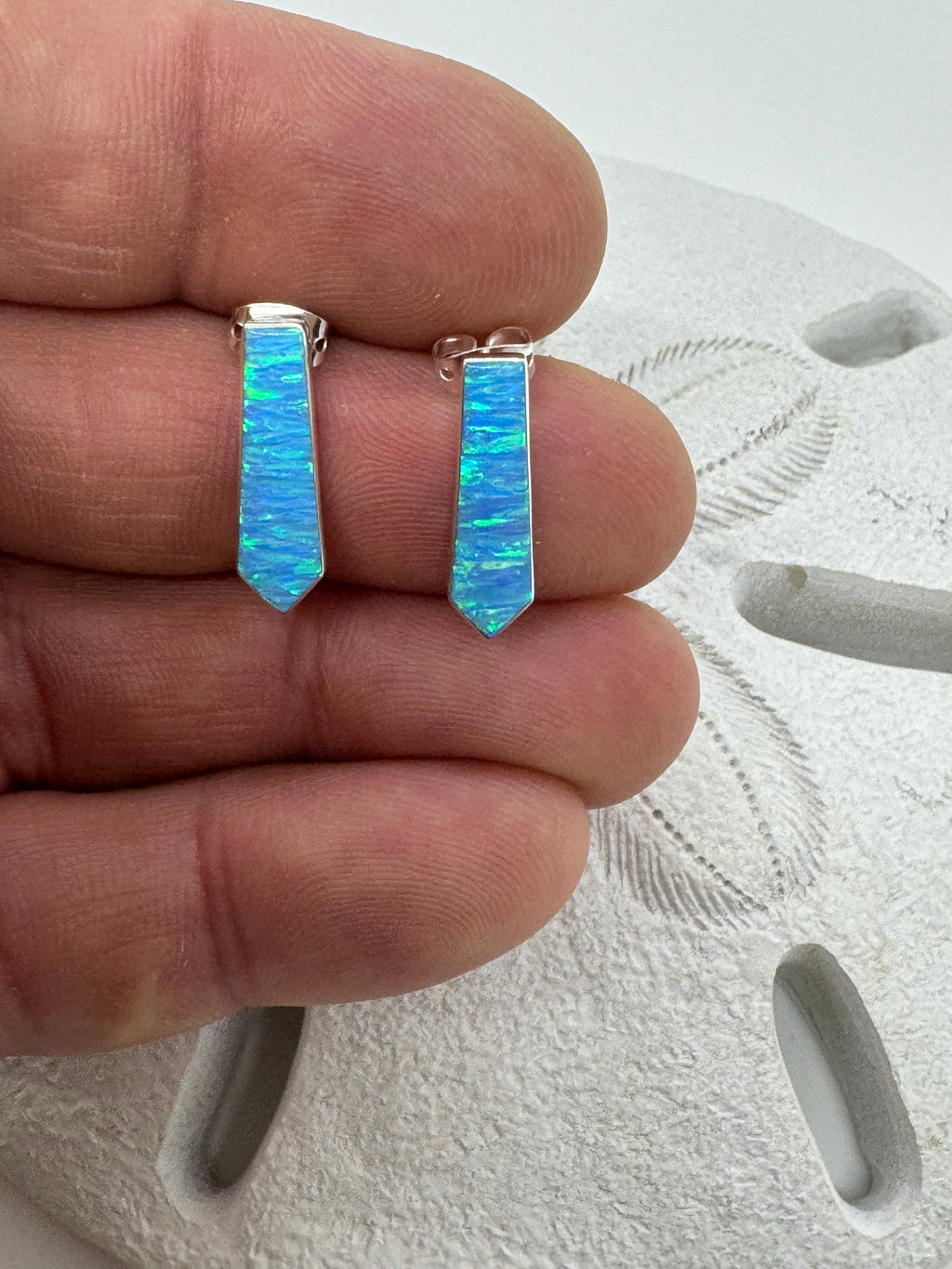 Ocean blue fire post earrings