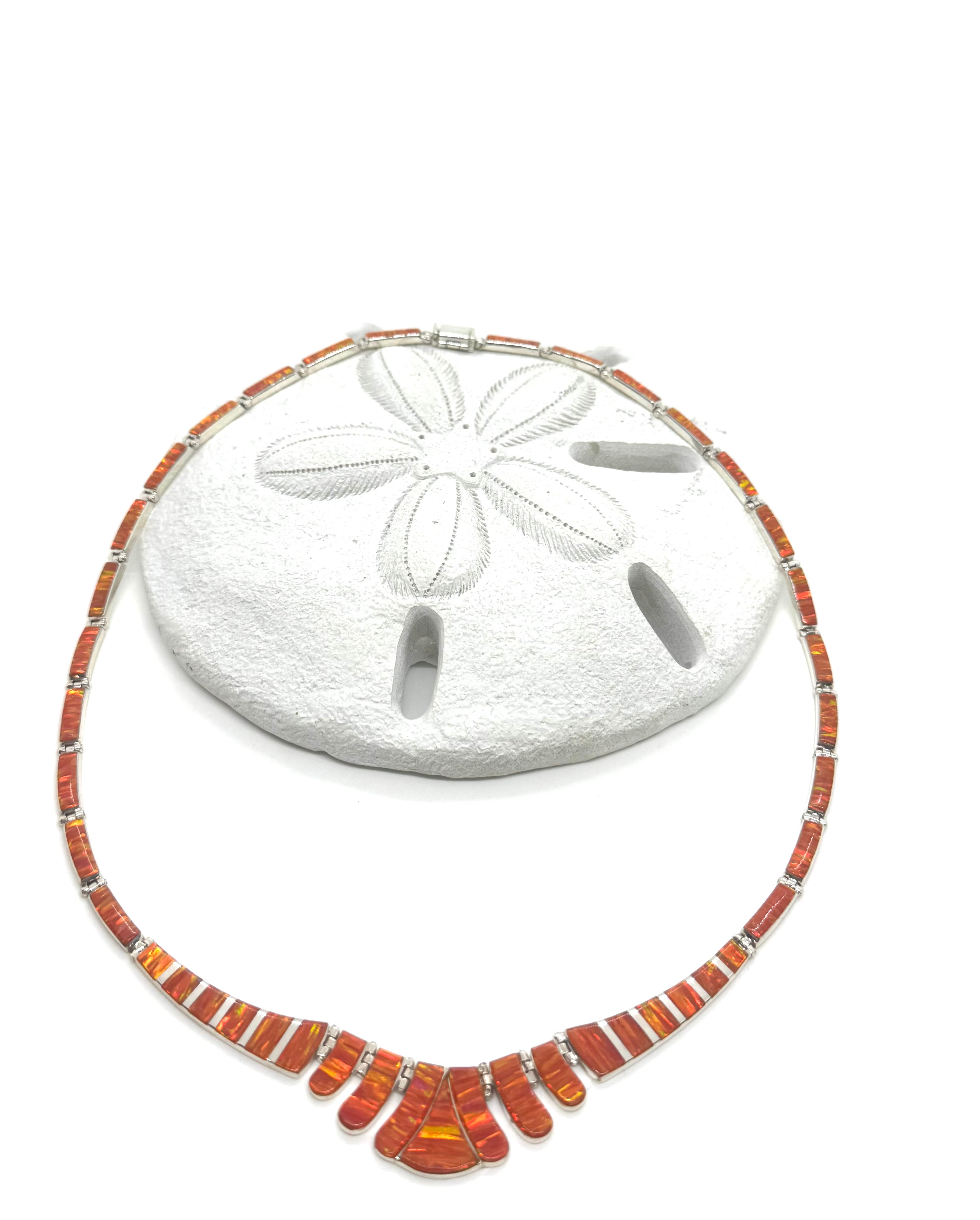 Orange fire opal necklace