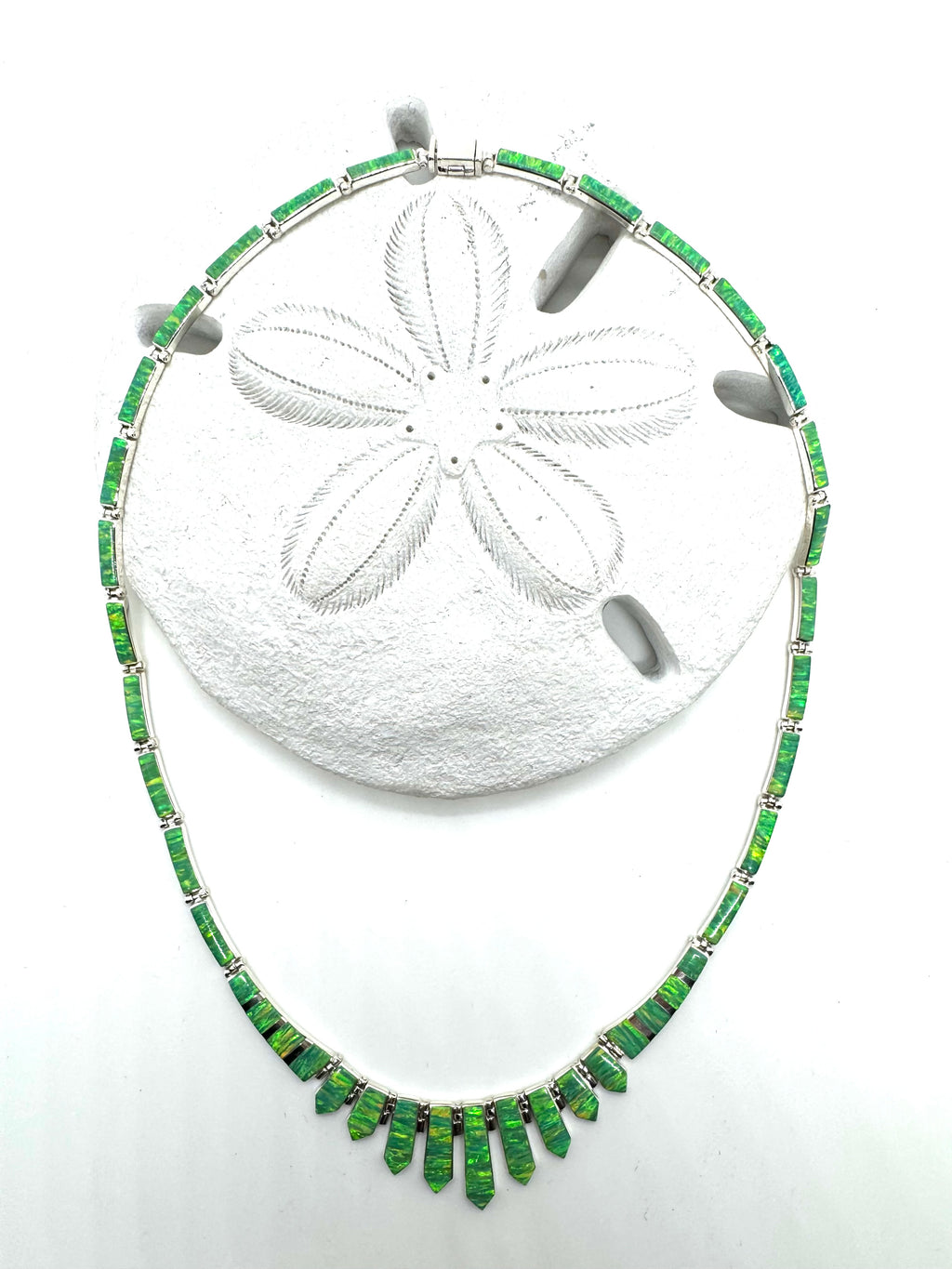 Green fire opal necklace set