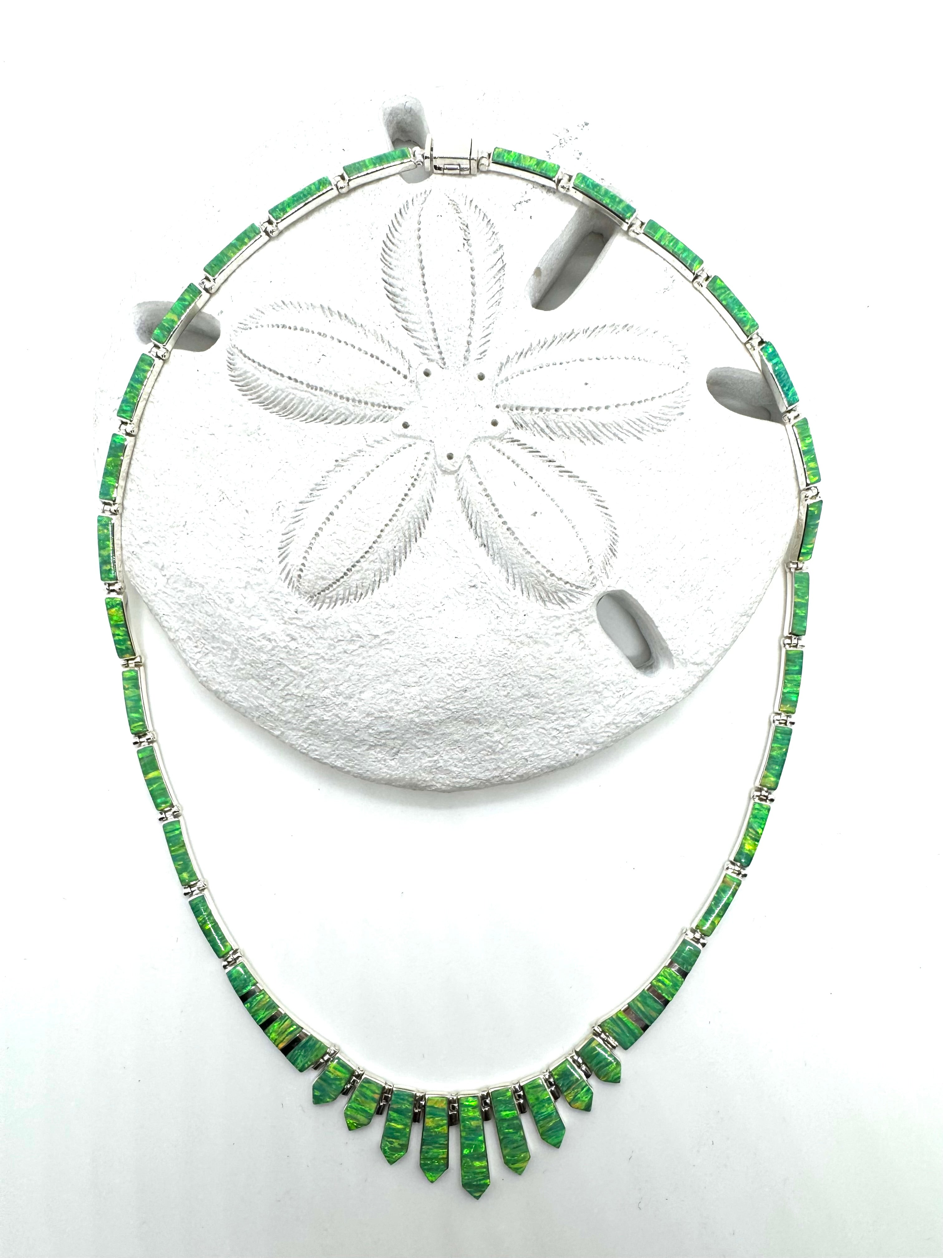 Green fire opal necklace