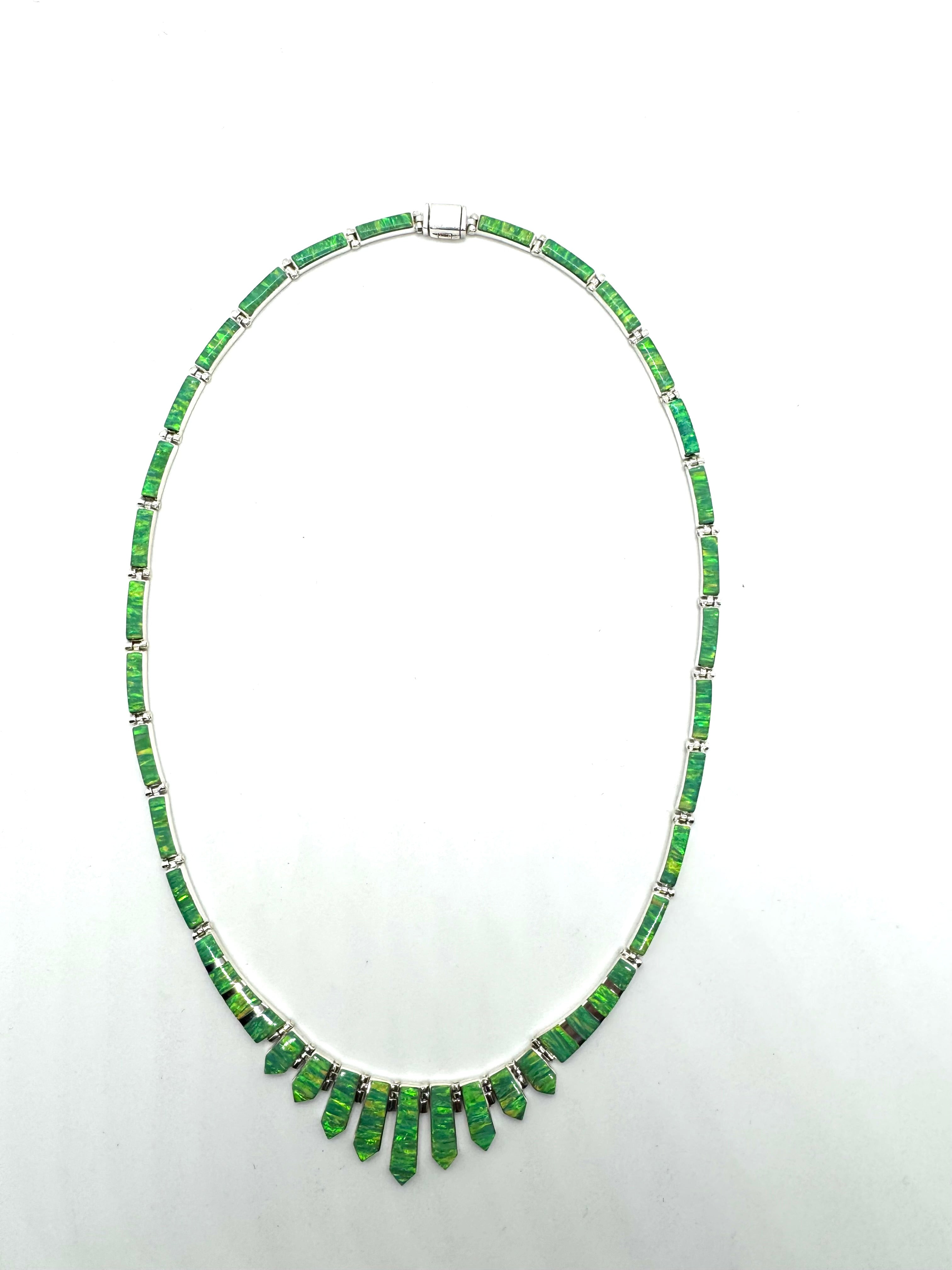 Green fire opal necklace