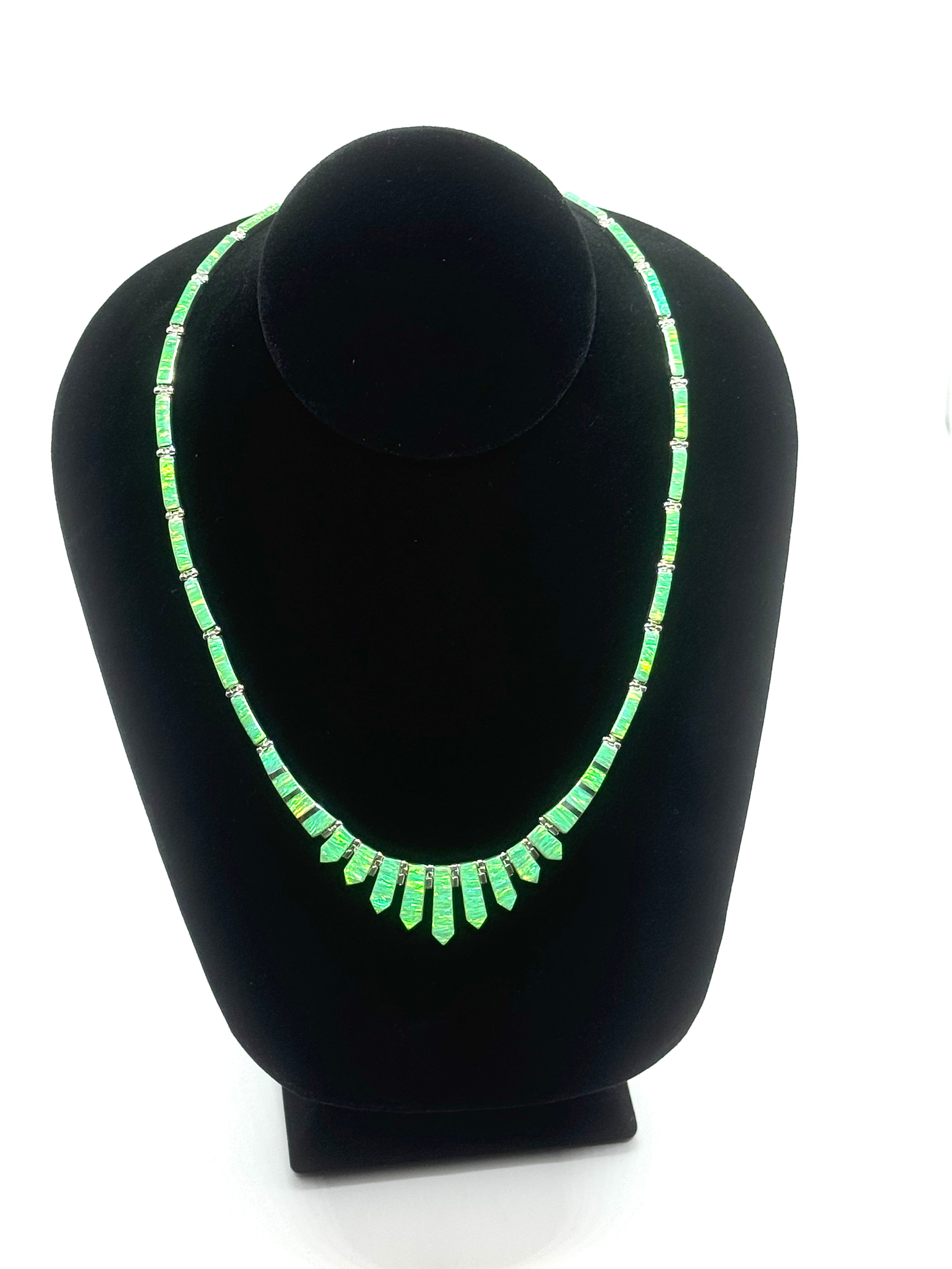 Green fire opal necklace