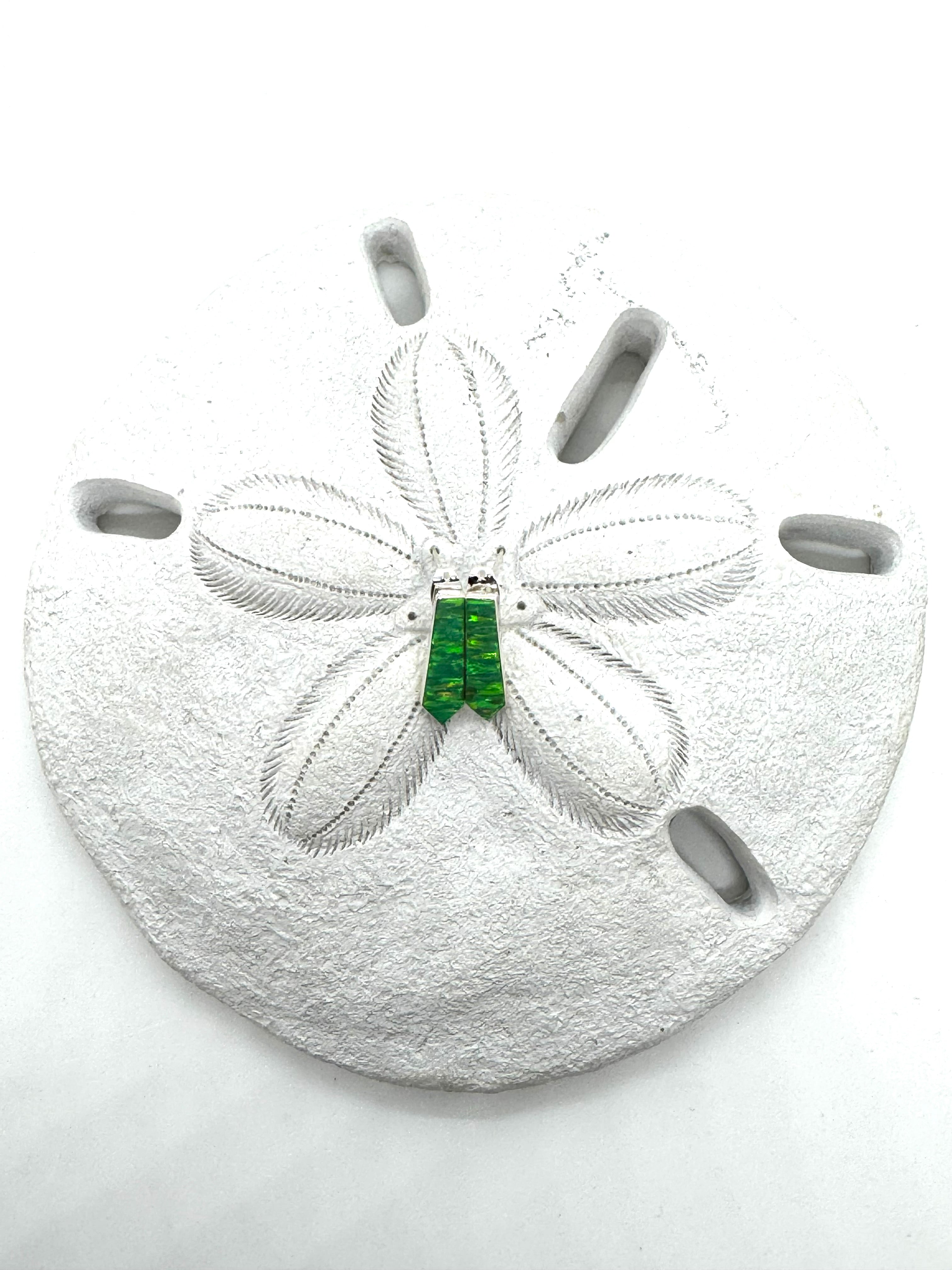 Green post fire opal earrings