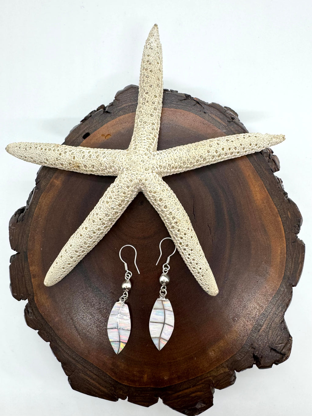 White fire opal earrings