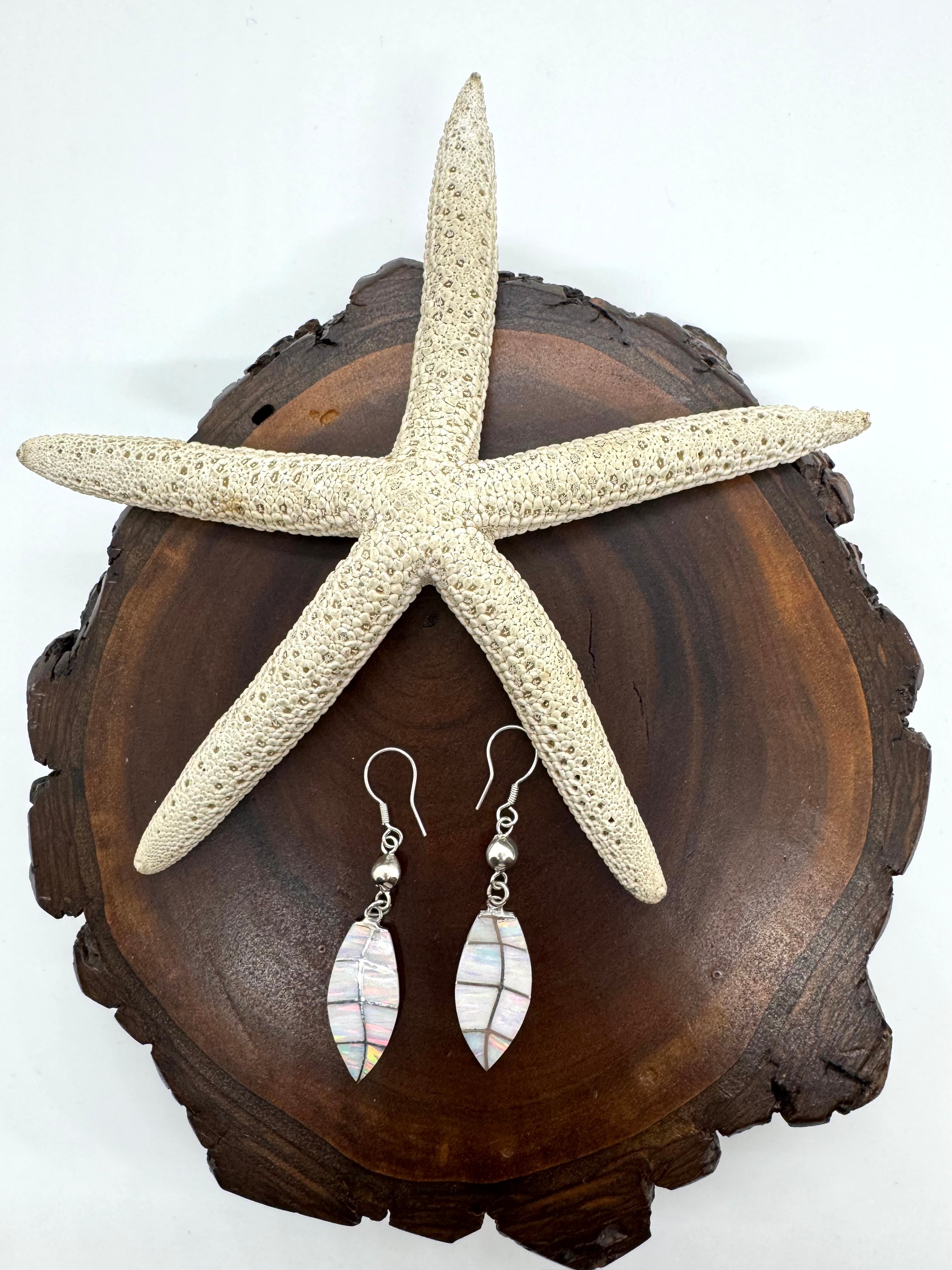 White fire opal earrings