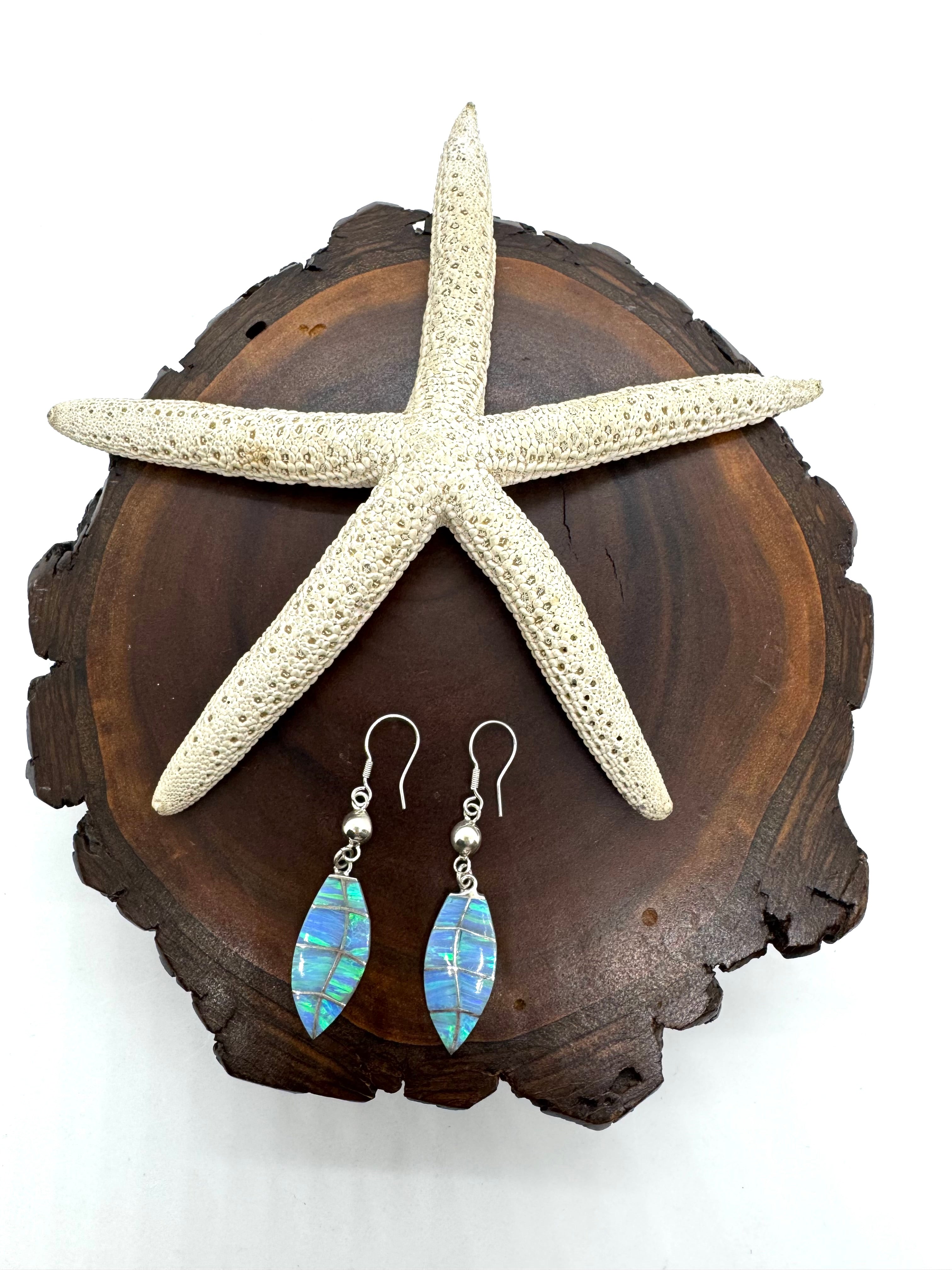 Ocean blue fire opal earrings