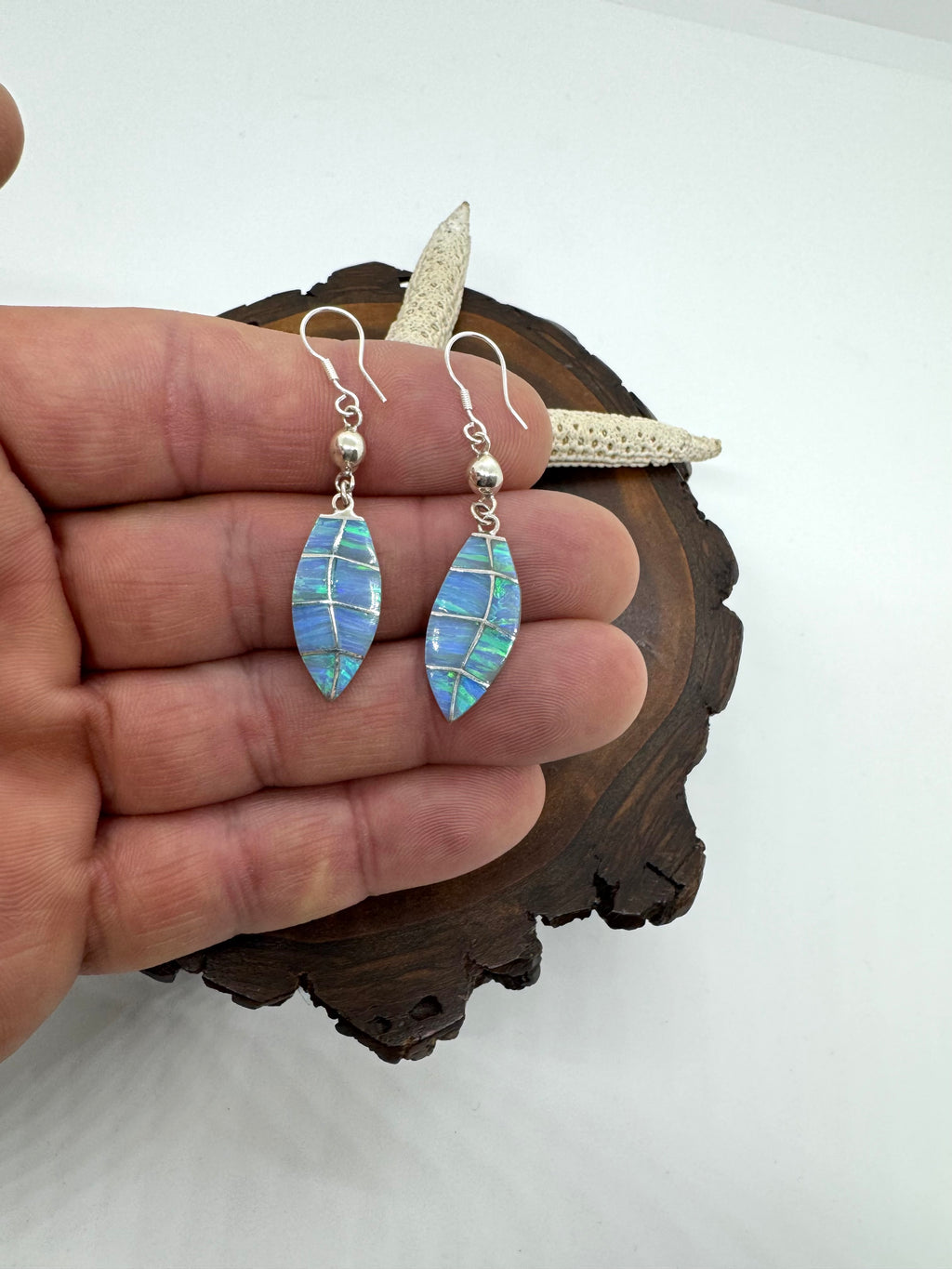 Ocean blue fire opal earrings