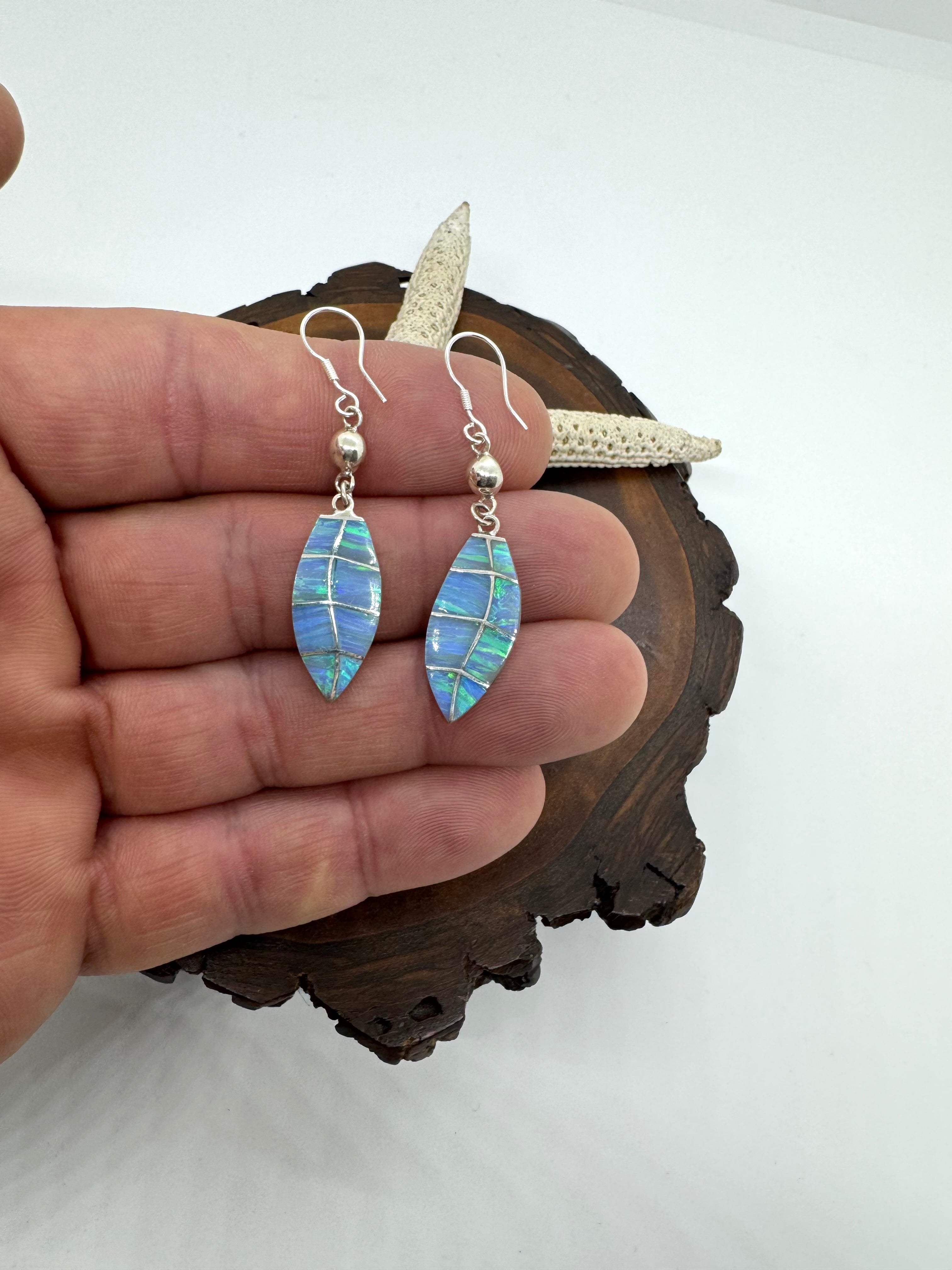 Ocean blue fire opal earrings