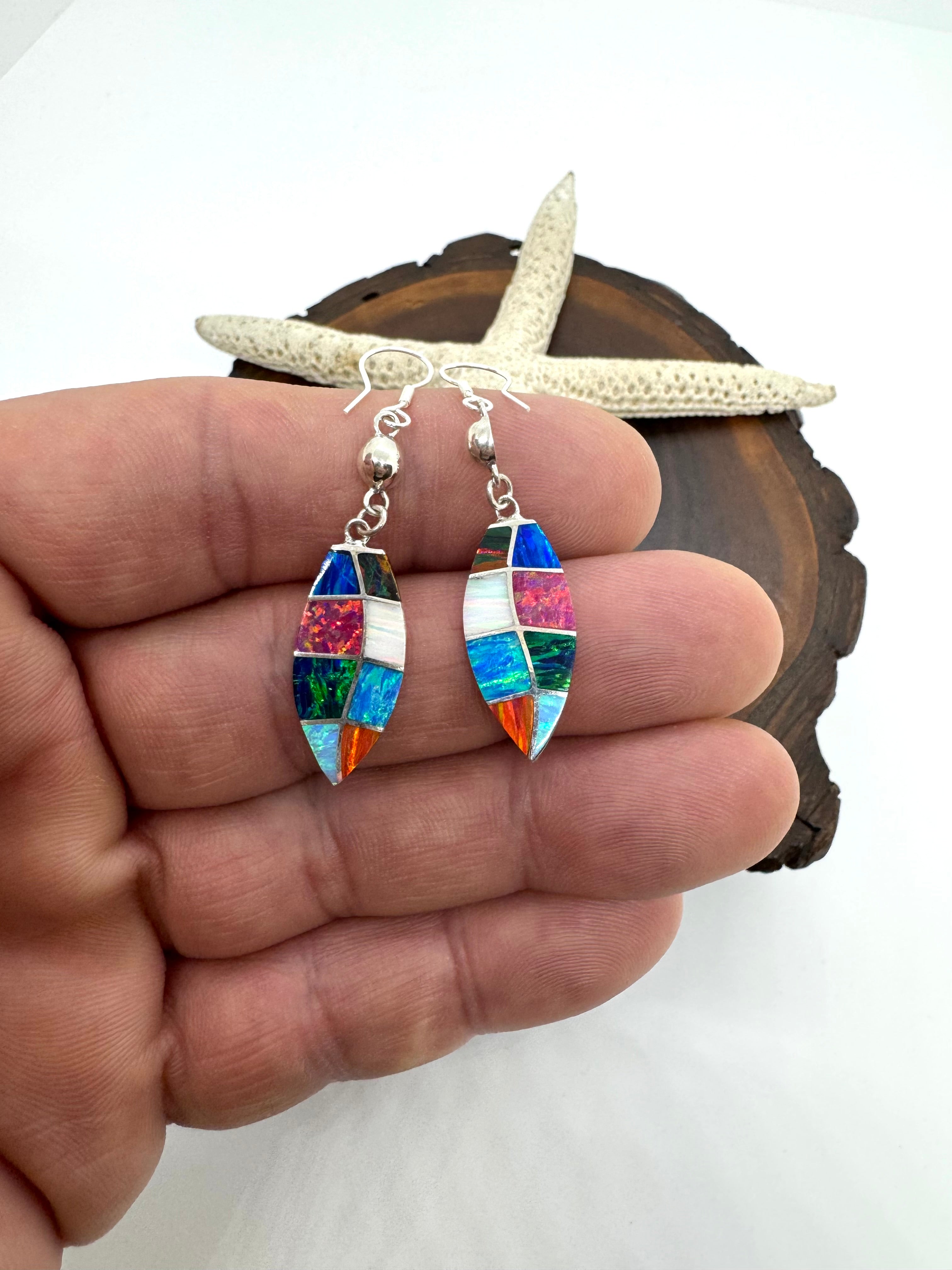 Multicolor fire opal earrings