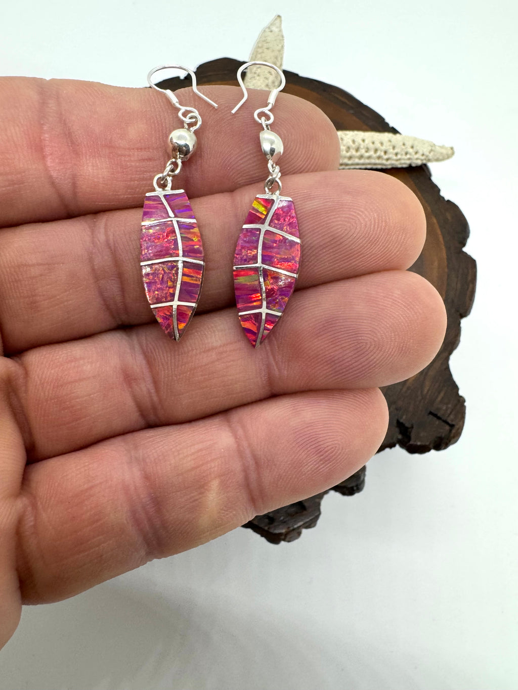 Pink fire opal earrings