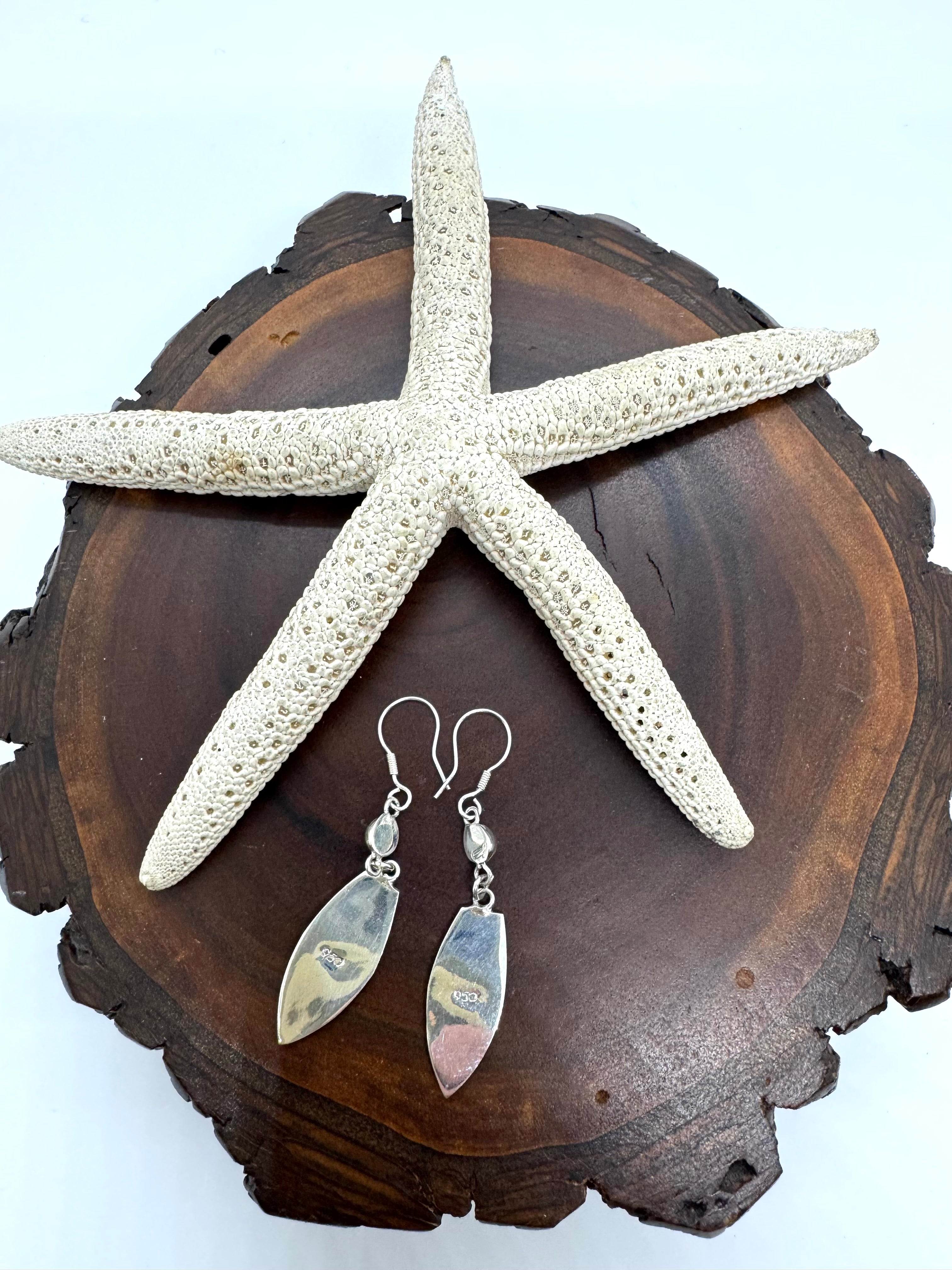 Blue fire opal earrings