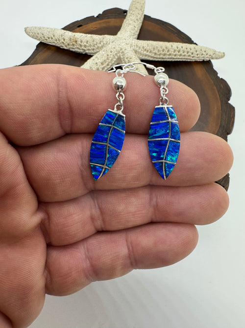 Blue fire opal earrings