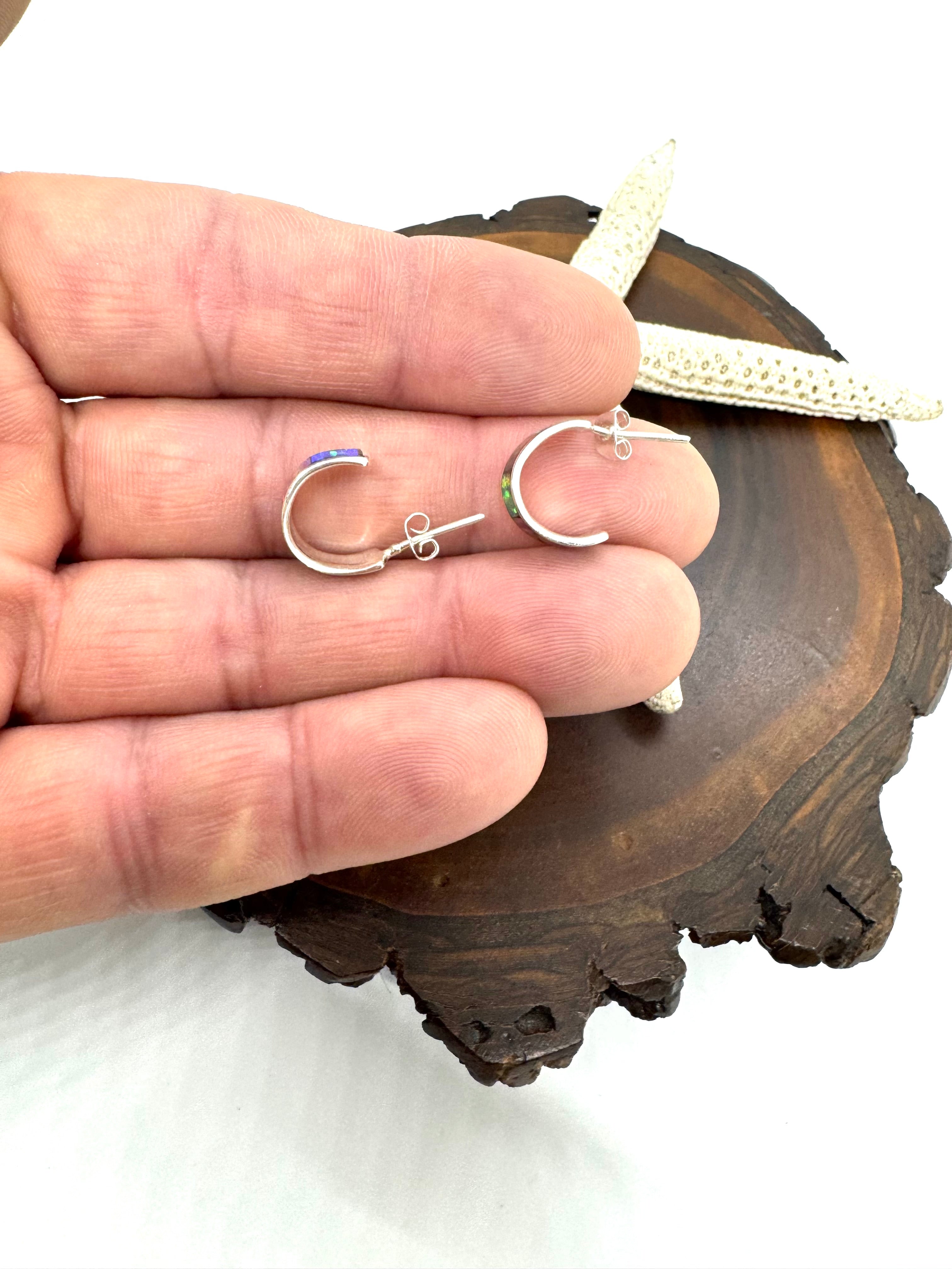 Multicolor fire opal hoop earrings