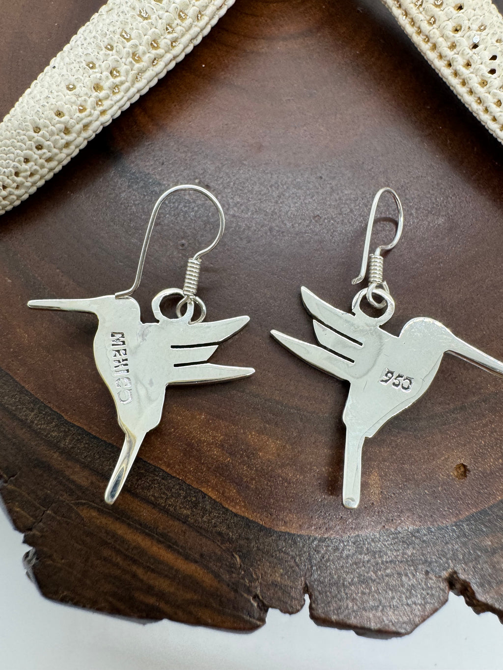 Hummingbird white fire opal earrings