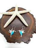 Hummingbird ocean blue fire Opal earrings