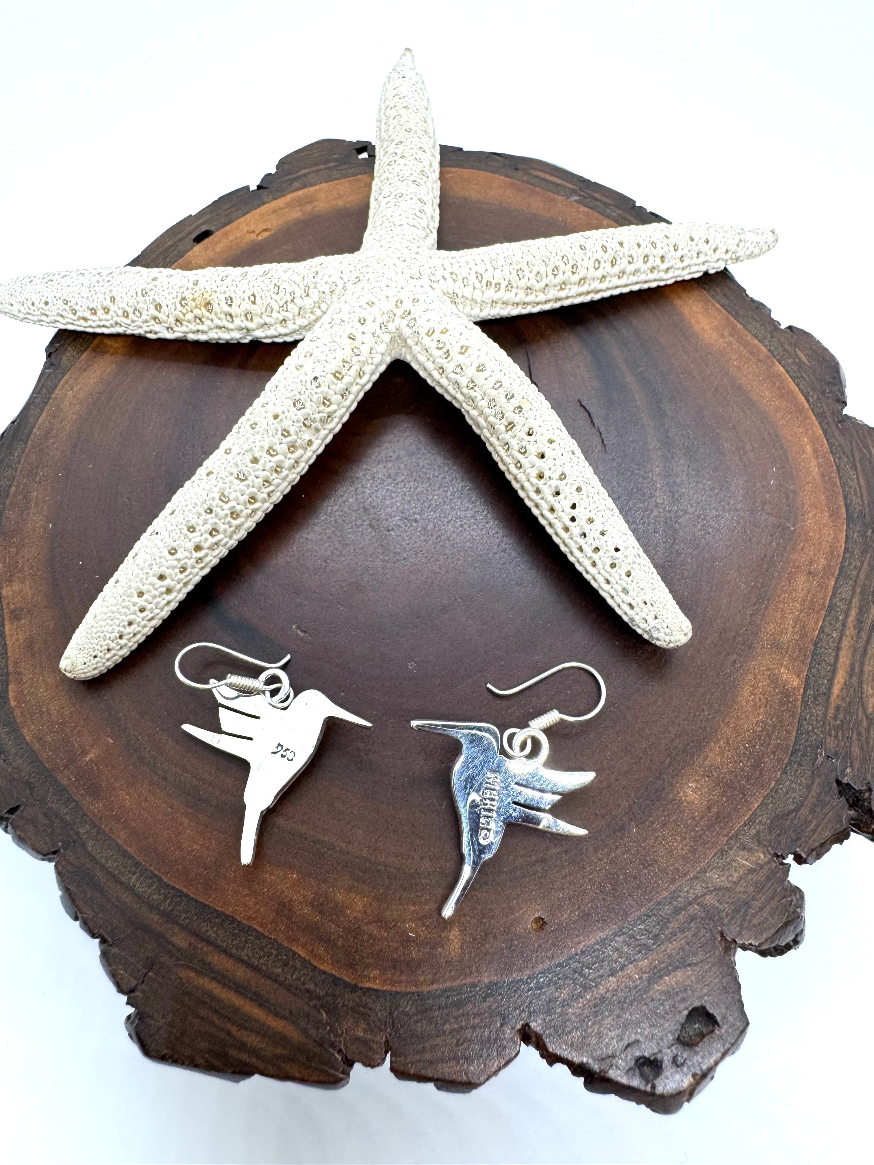 Hummingbird ocean blue fire Opal earrings