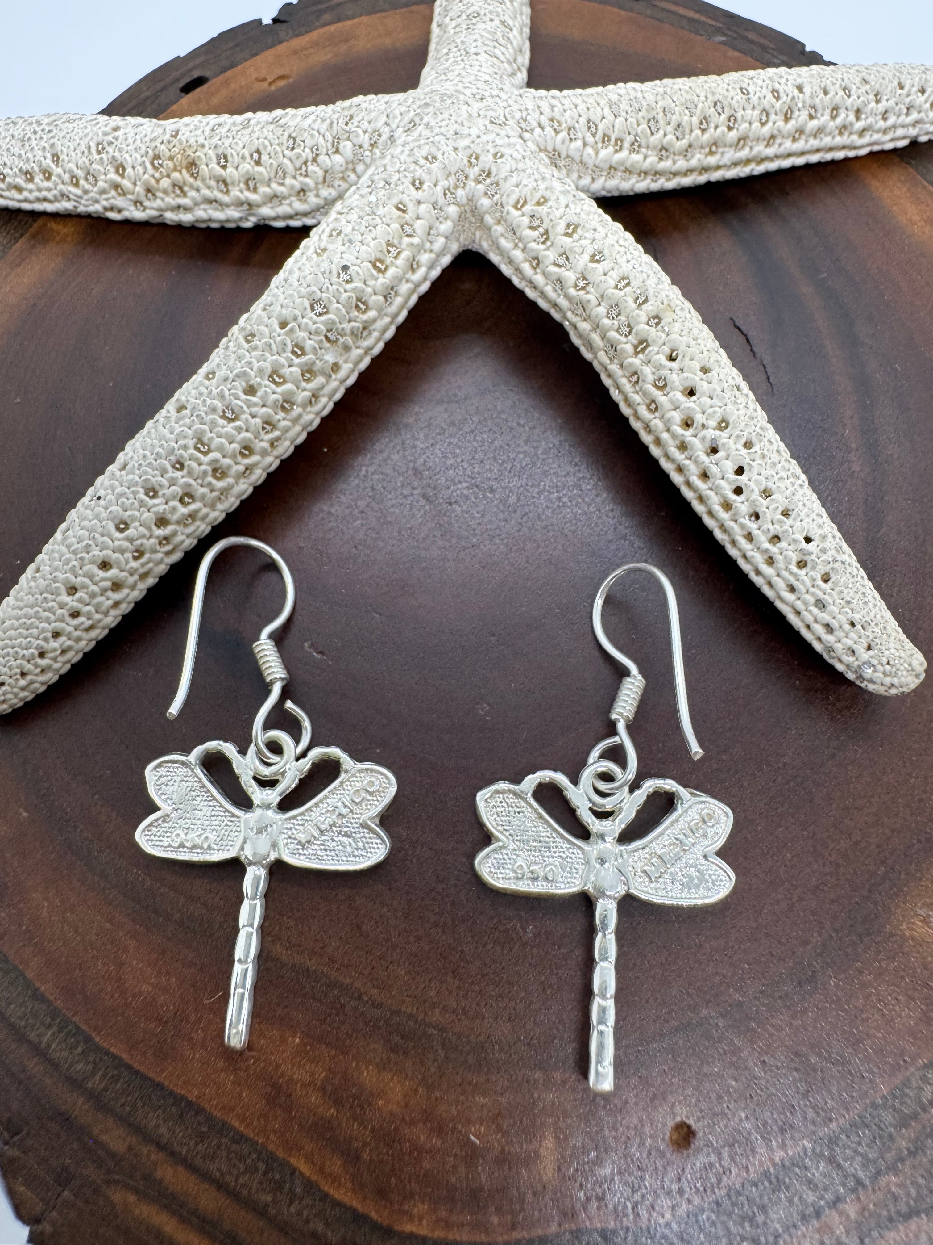 Dragonfly white fire opal earrings