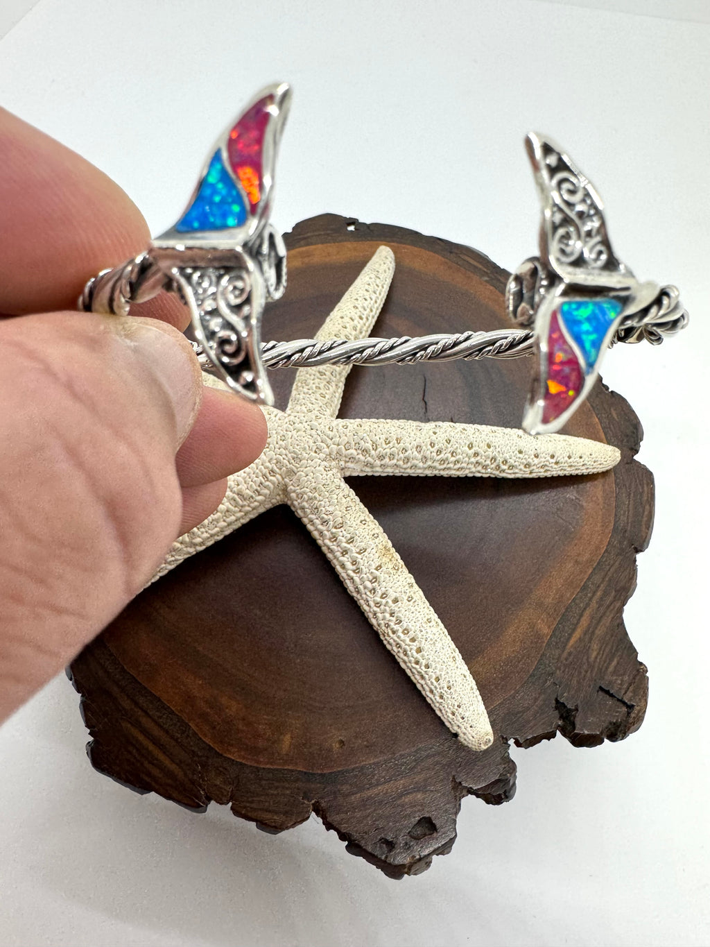 Fire opal mermaid tail bracelet