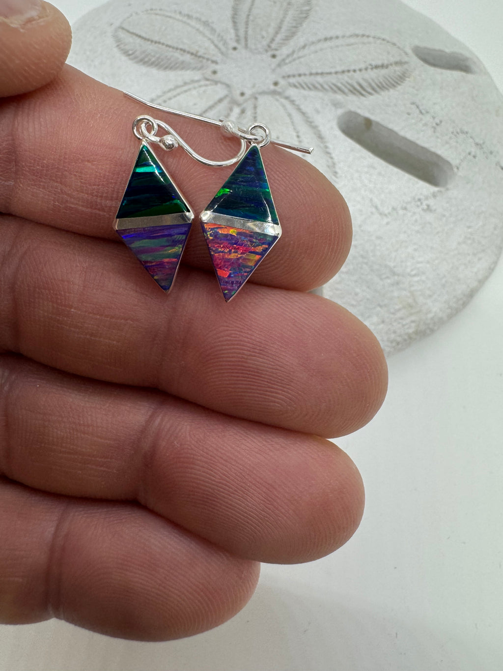 Multi color fire opal hanging earrings