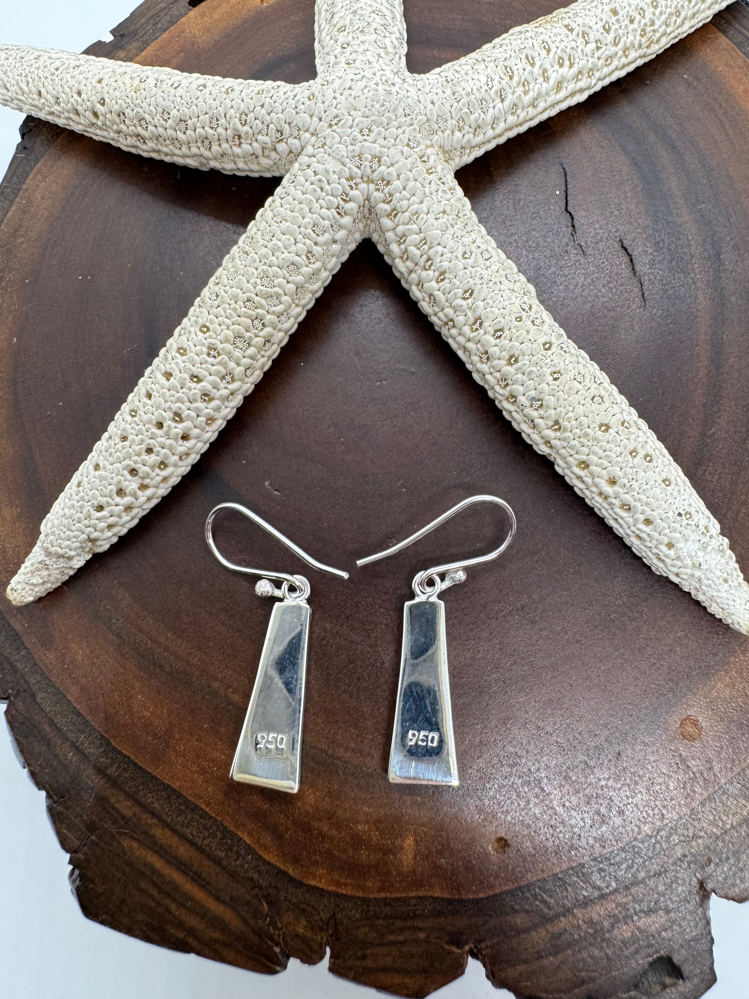 Multicolored hanging fire opal earrings