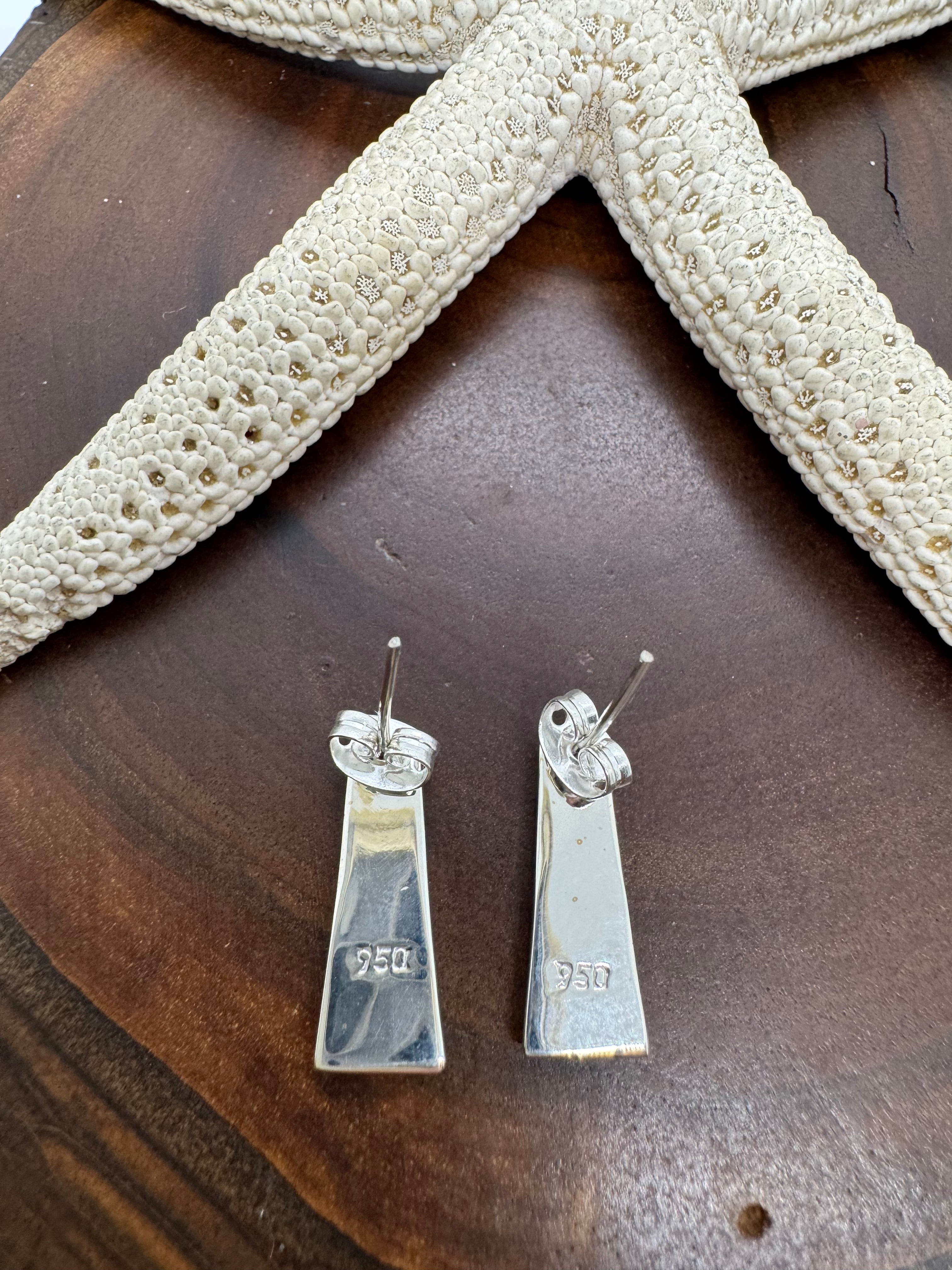 Multicolored post fire opal earrings