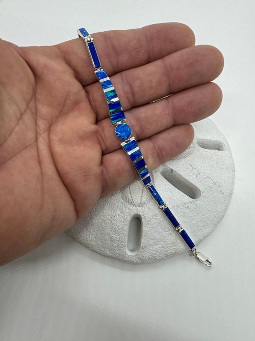 Blue fire opal bracelet