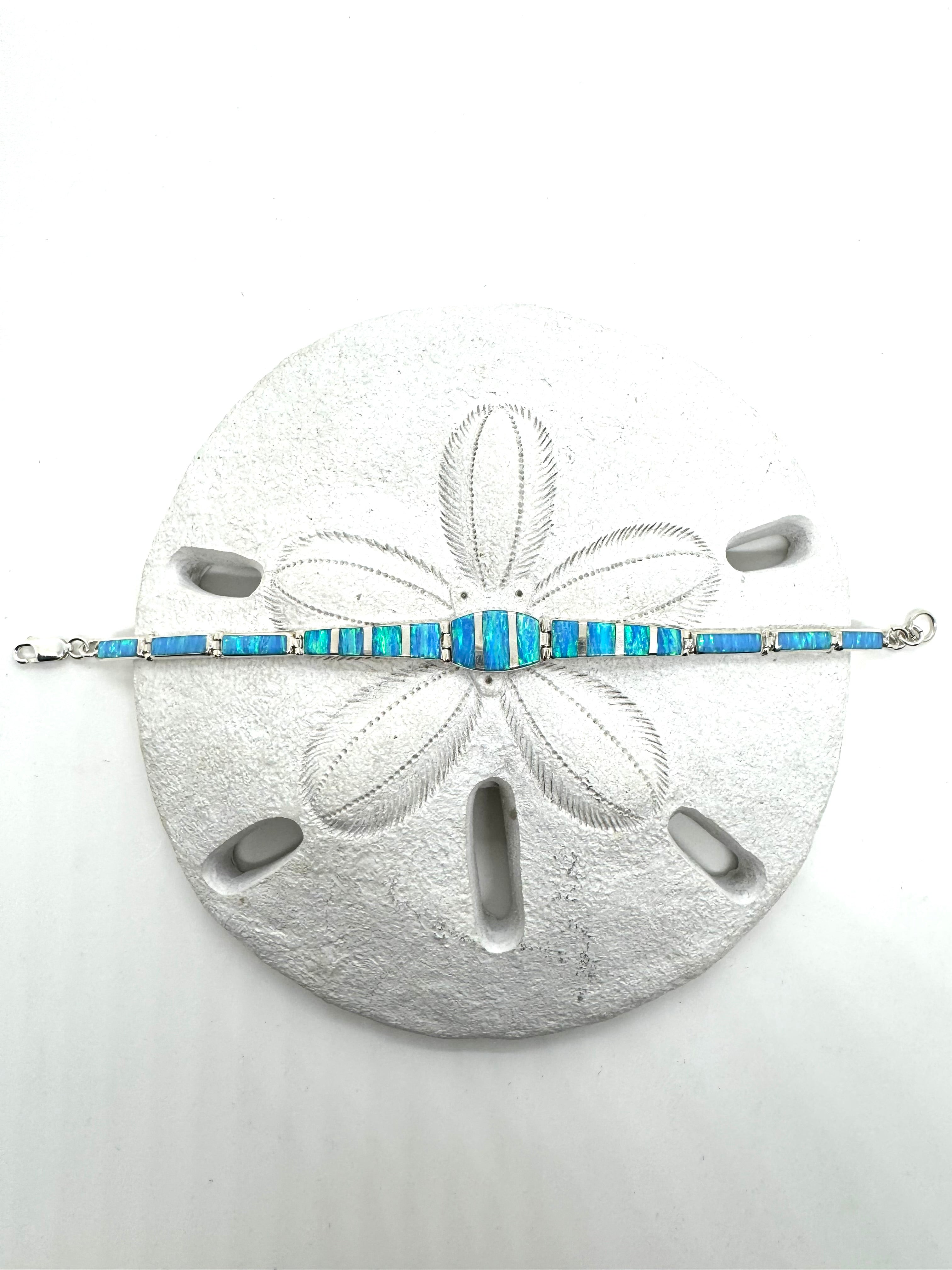 Sea blue fire opal bracelet