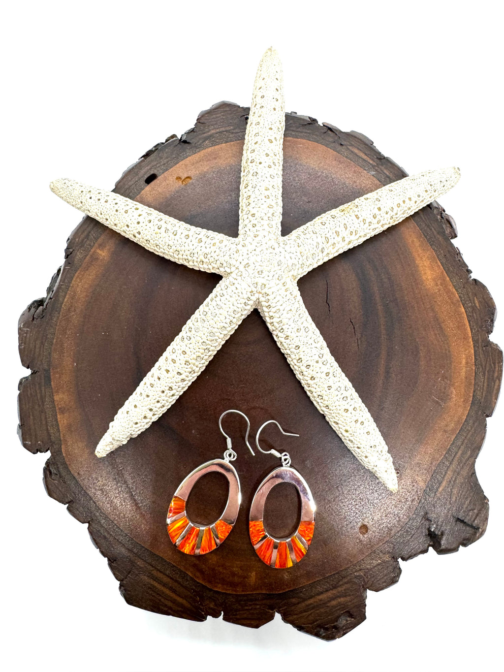 Orange fire opal hanging earrings