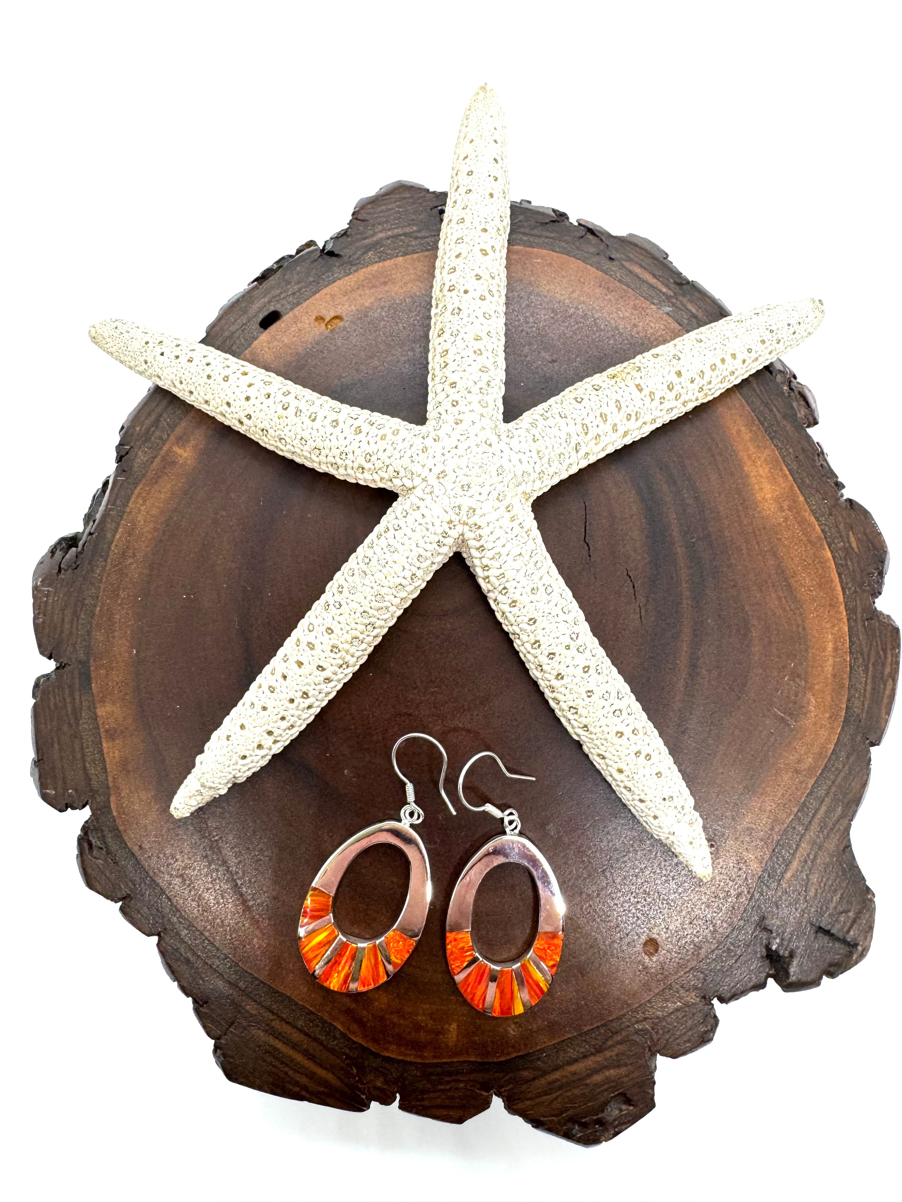 Orange fire opal hanging earrings