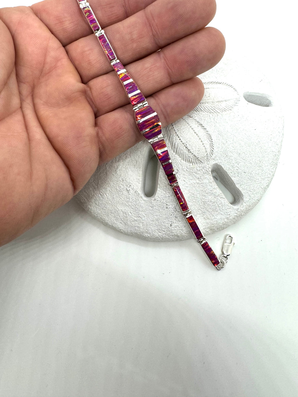 Pink fire opal bracelet