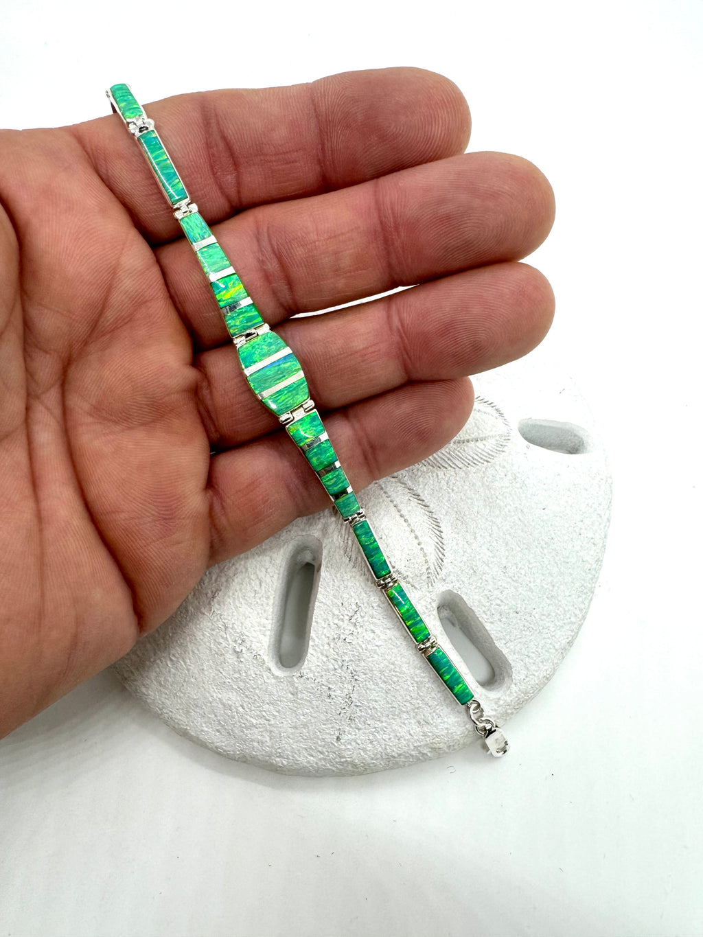 Green fire opal bracelet