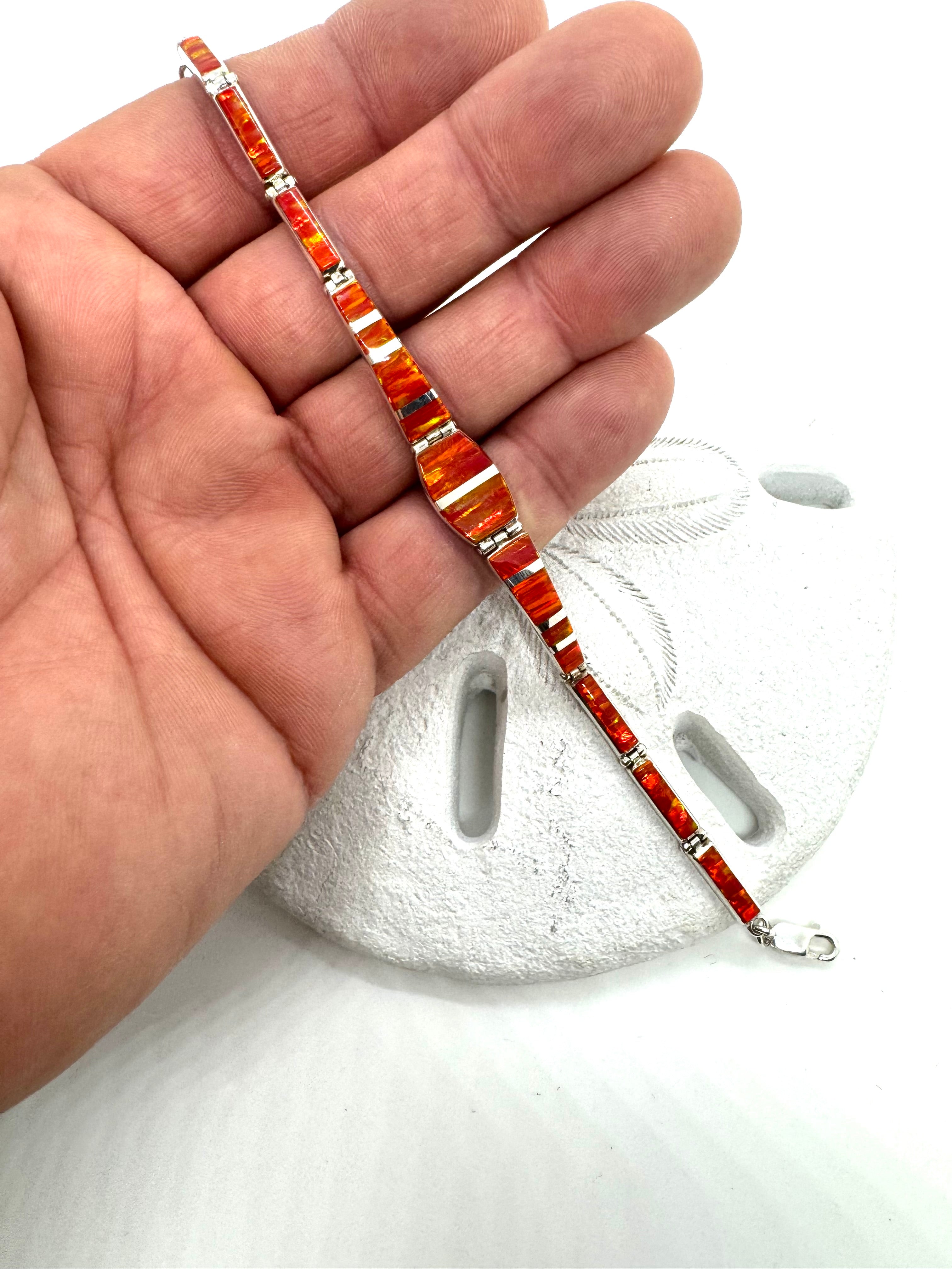 Orange fire opal bracelet