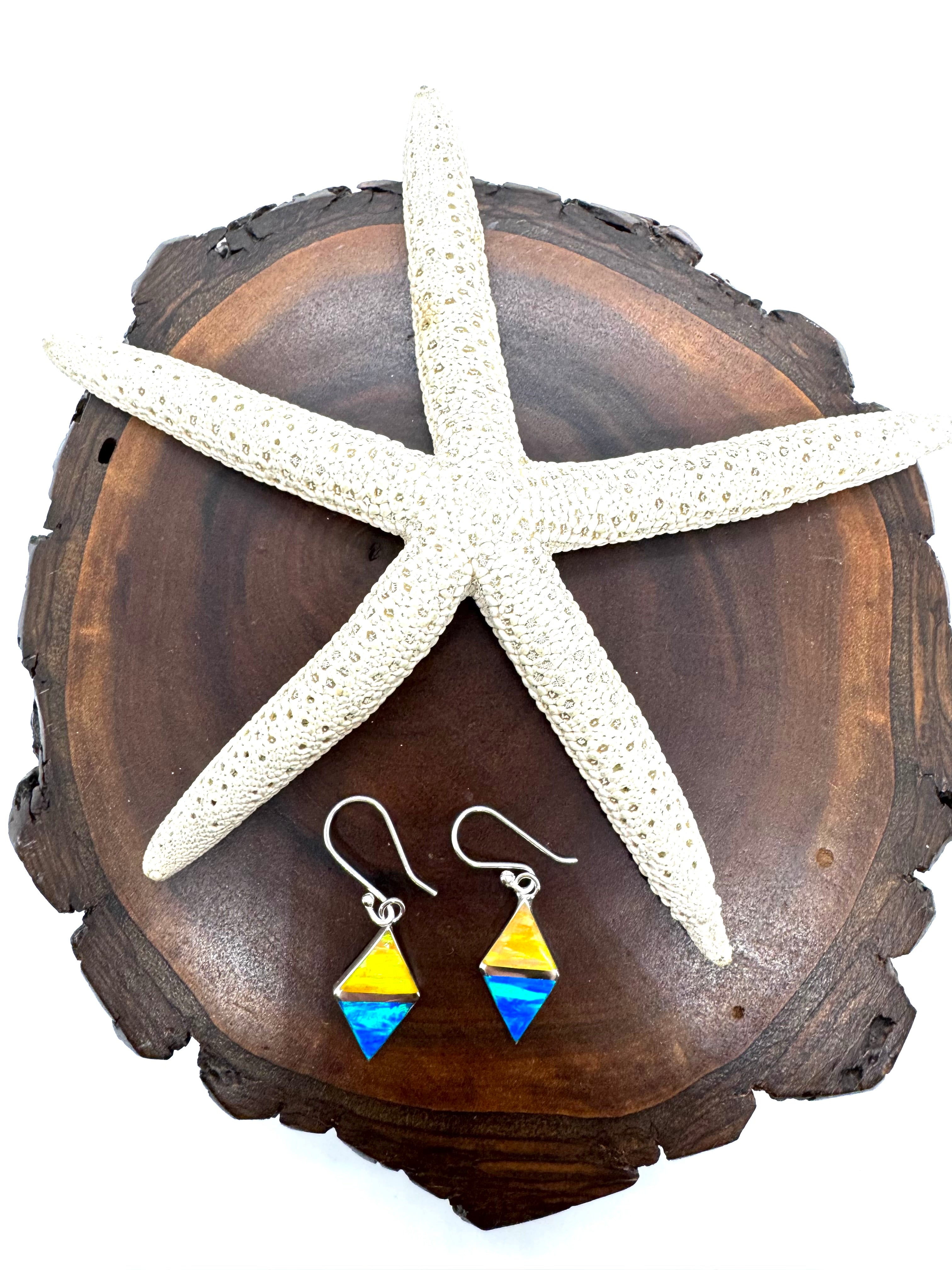 Multicolored fire opal hanging earrings