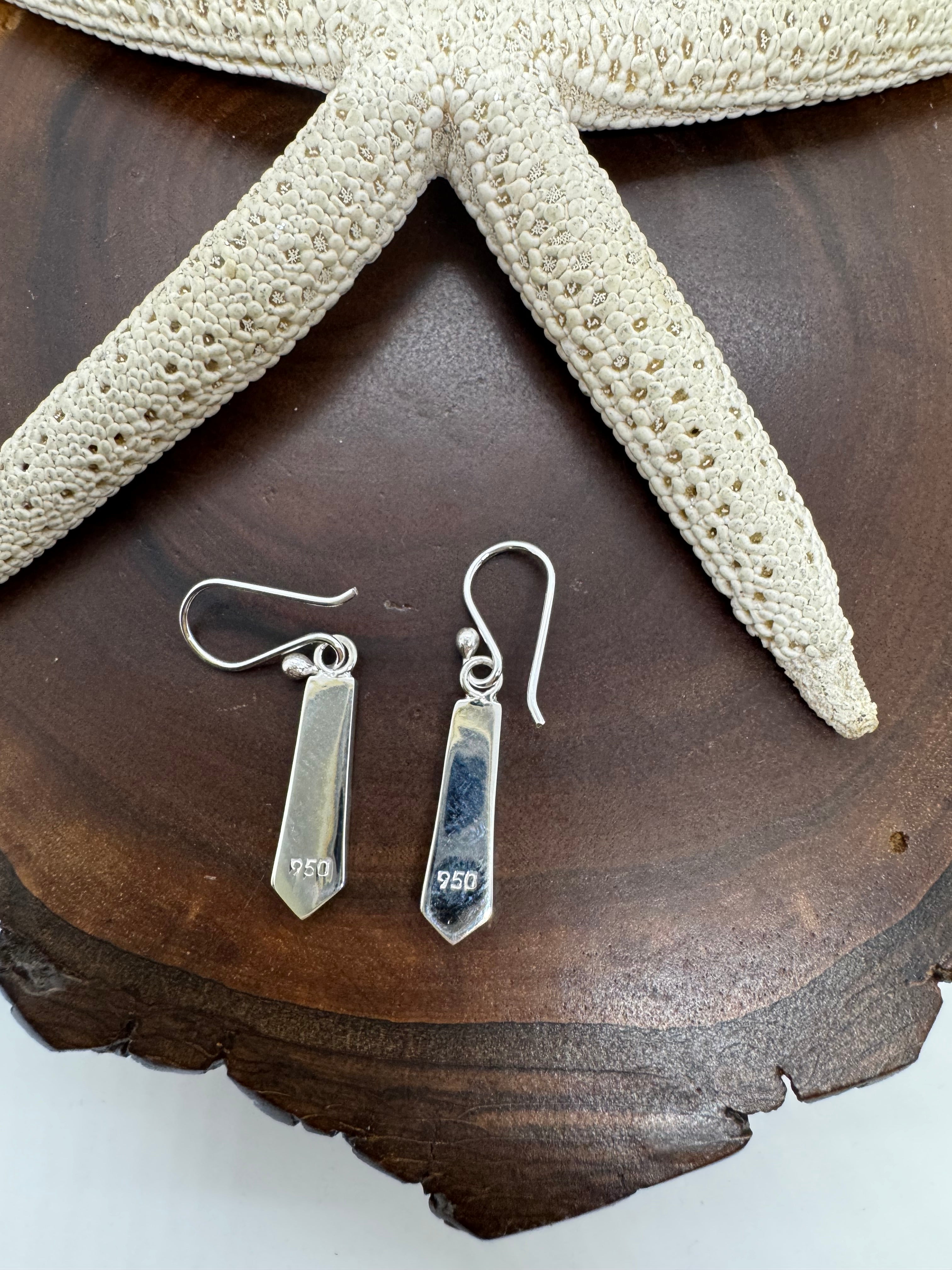 Multicolored hanging fire opal earrings