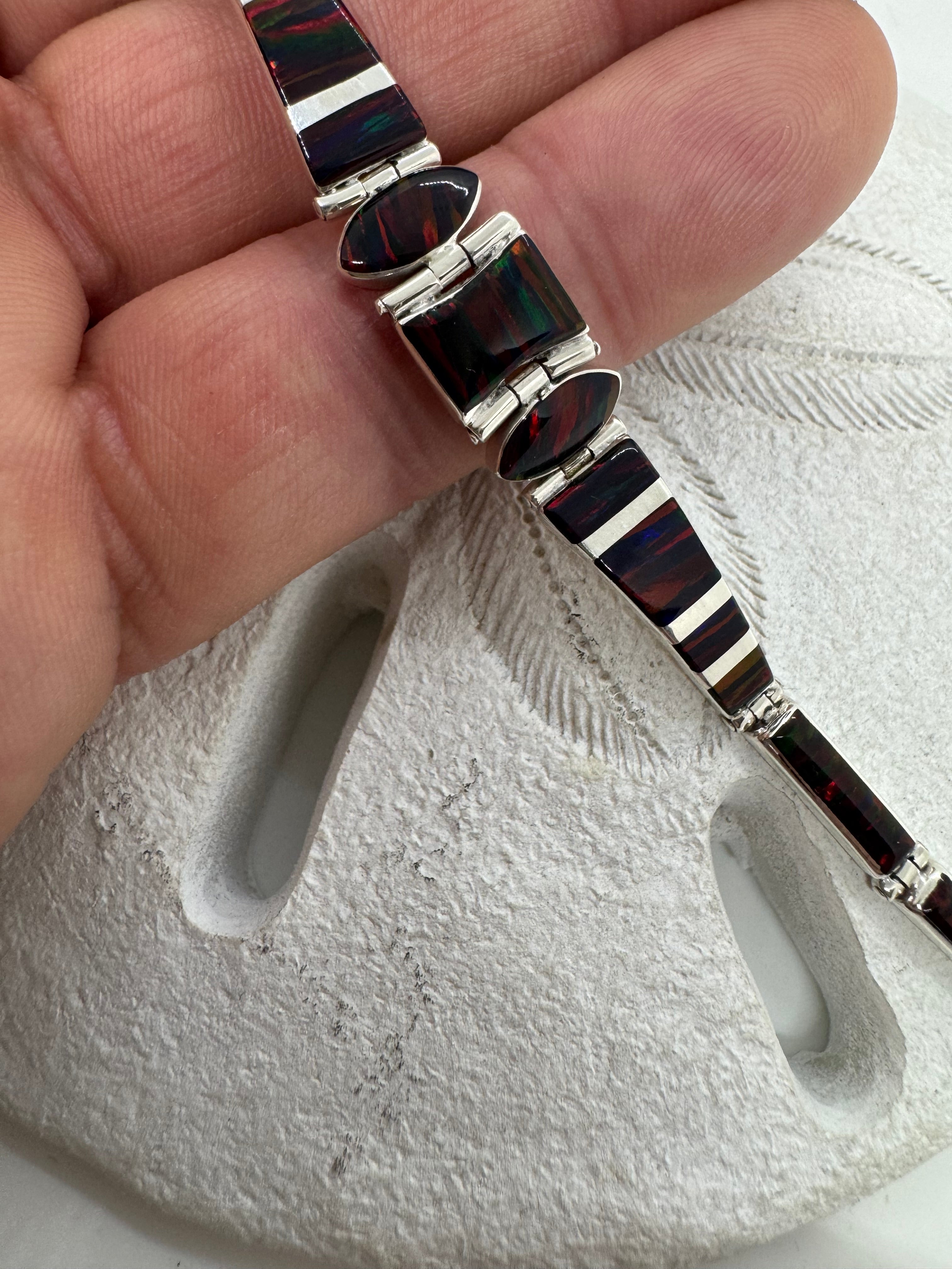 Black fire opal bracelet