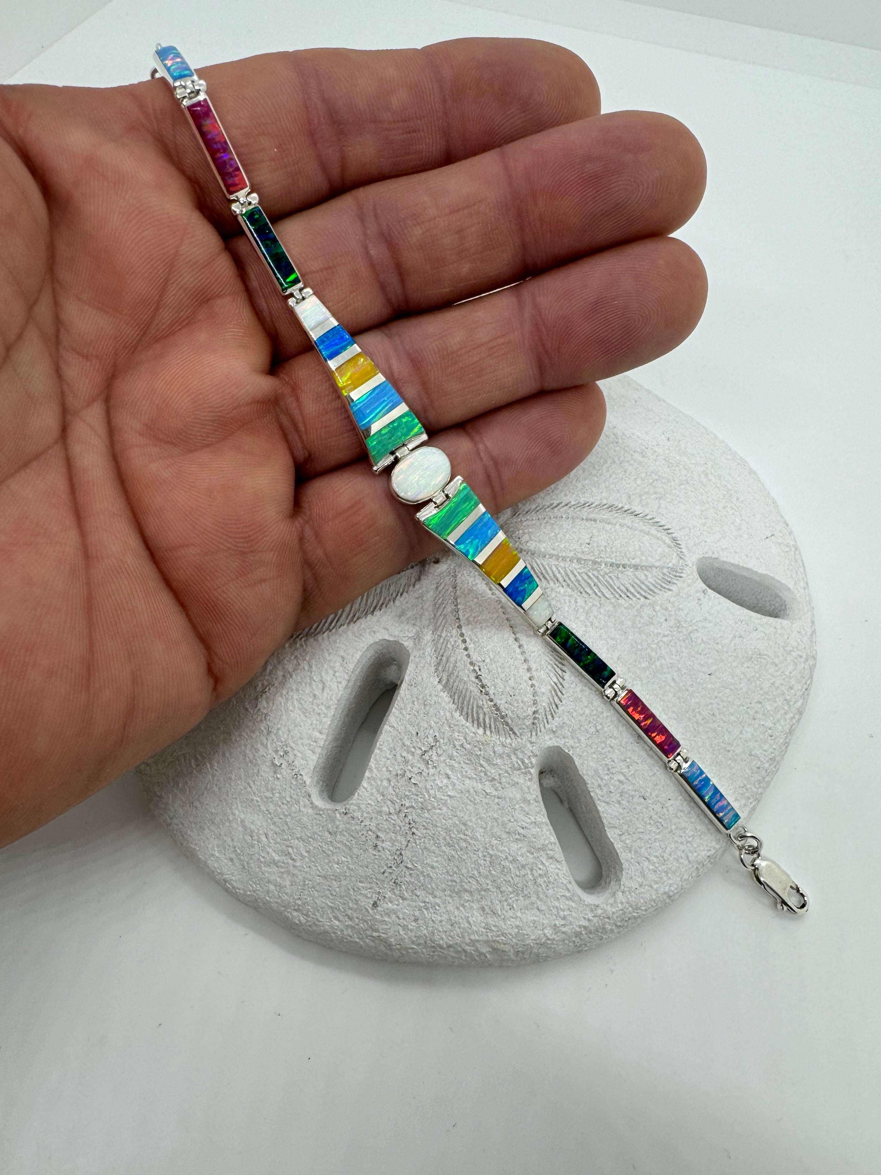 Multi-colored fire opal bracelet