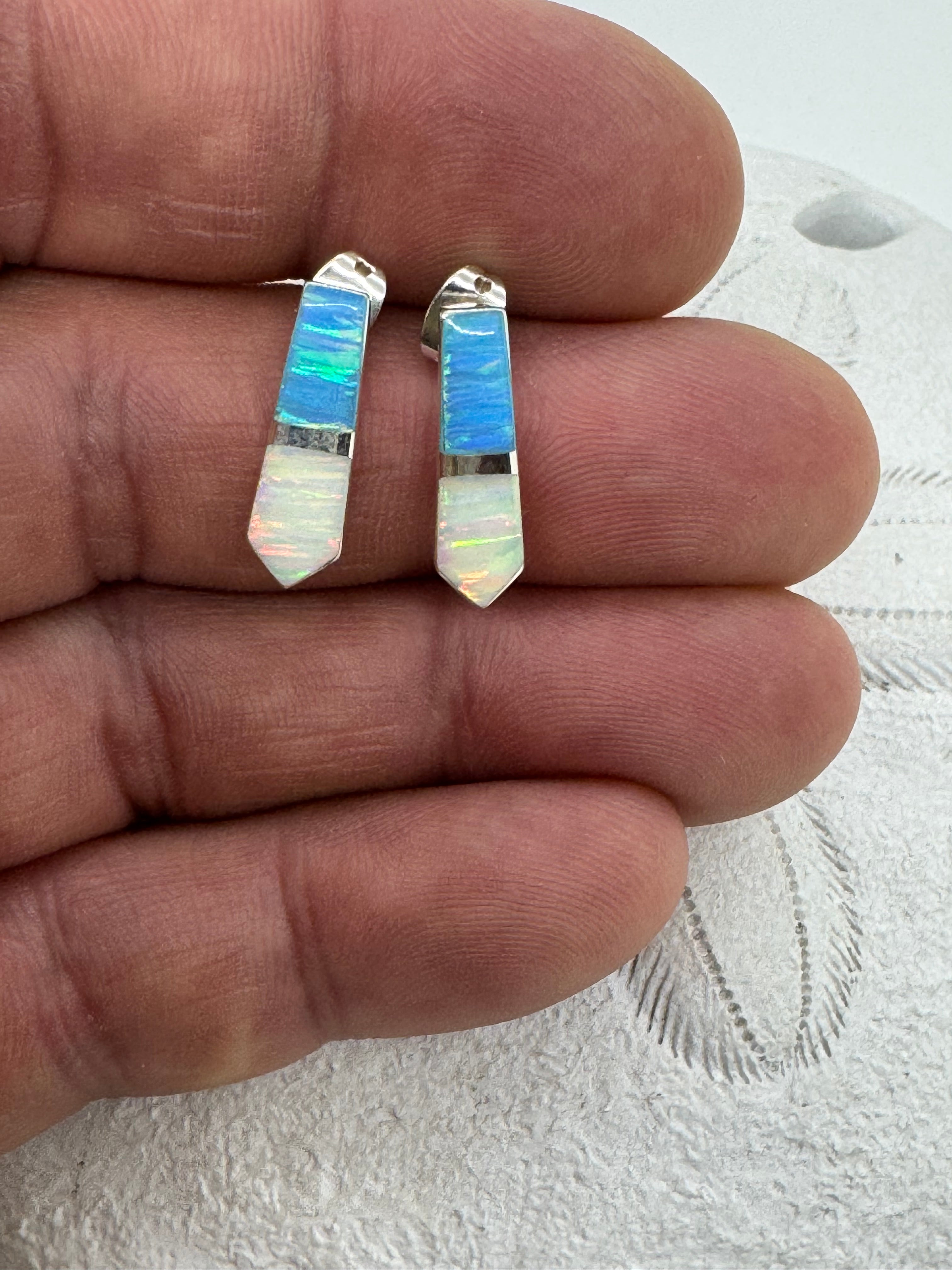Multicolored fire opal post earrings