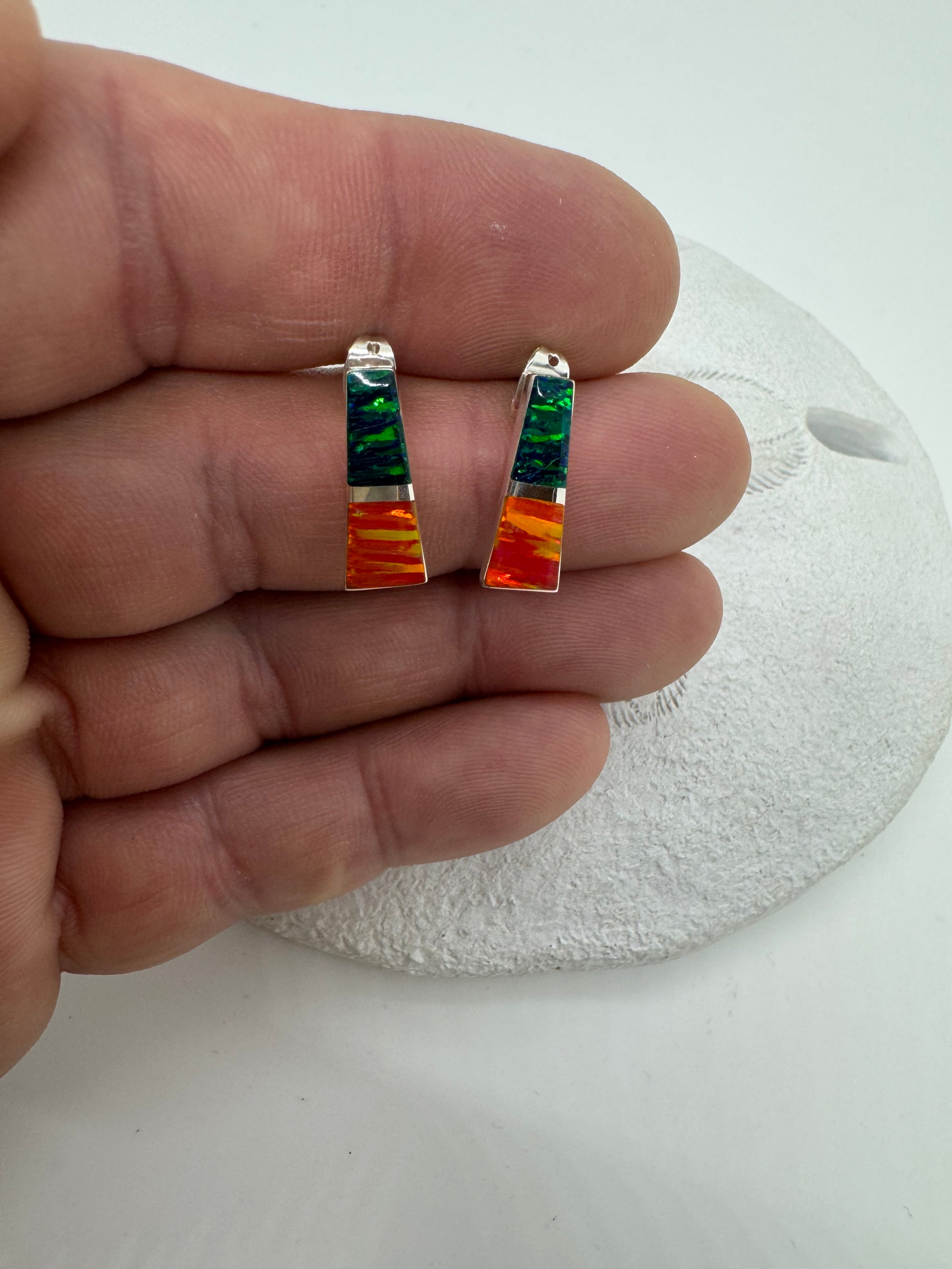 Multicolored fire opal post earrings