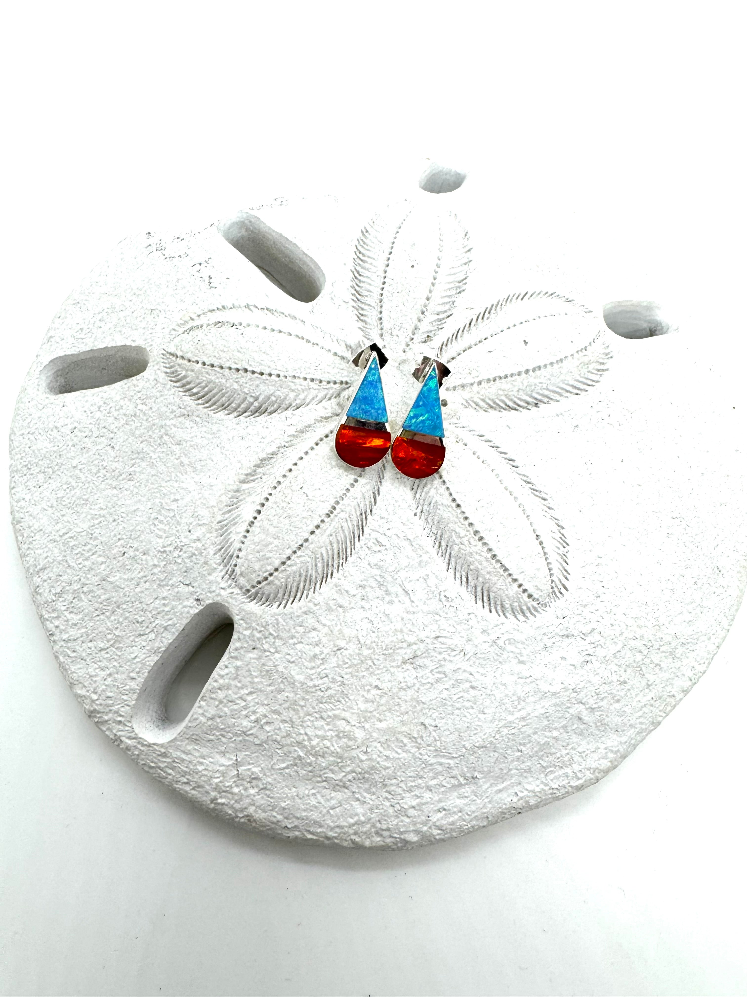 Multicolored fire opal post earrings