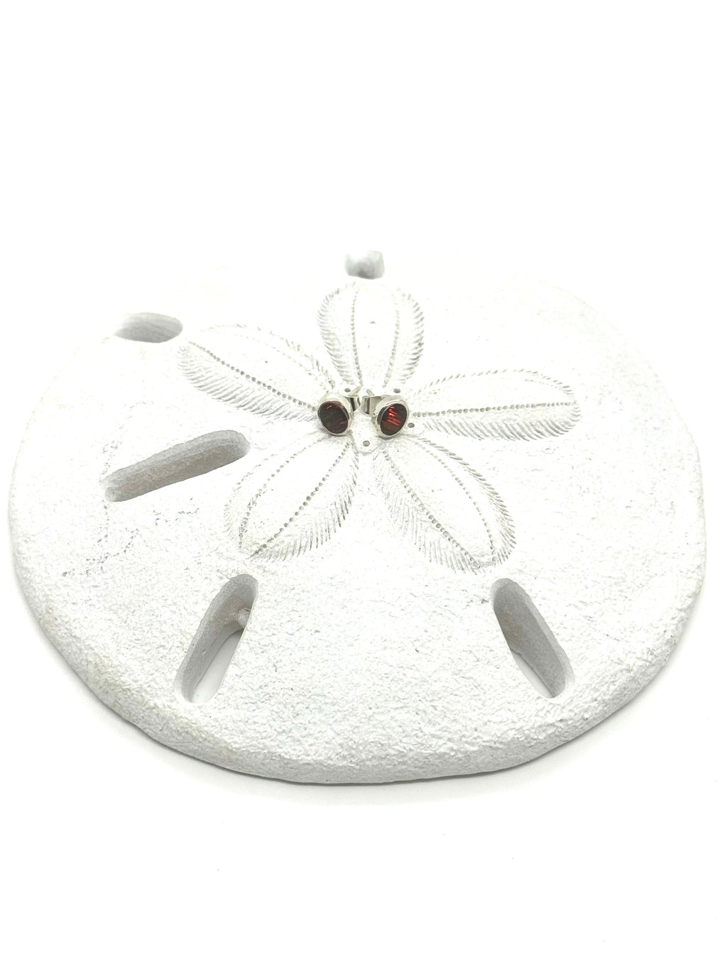 Red fire opal oval earrings