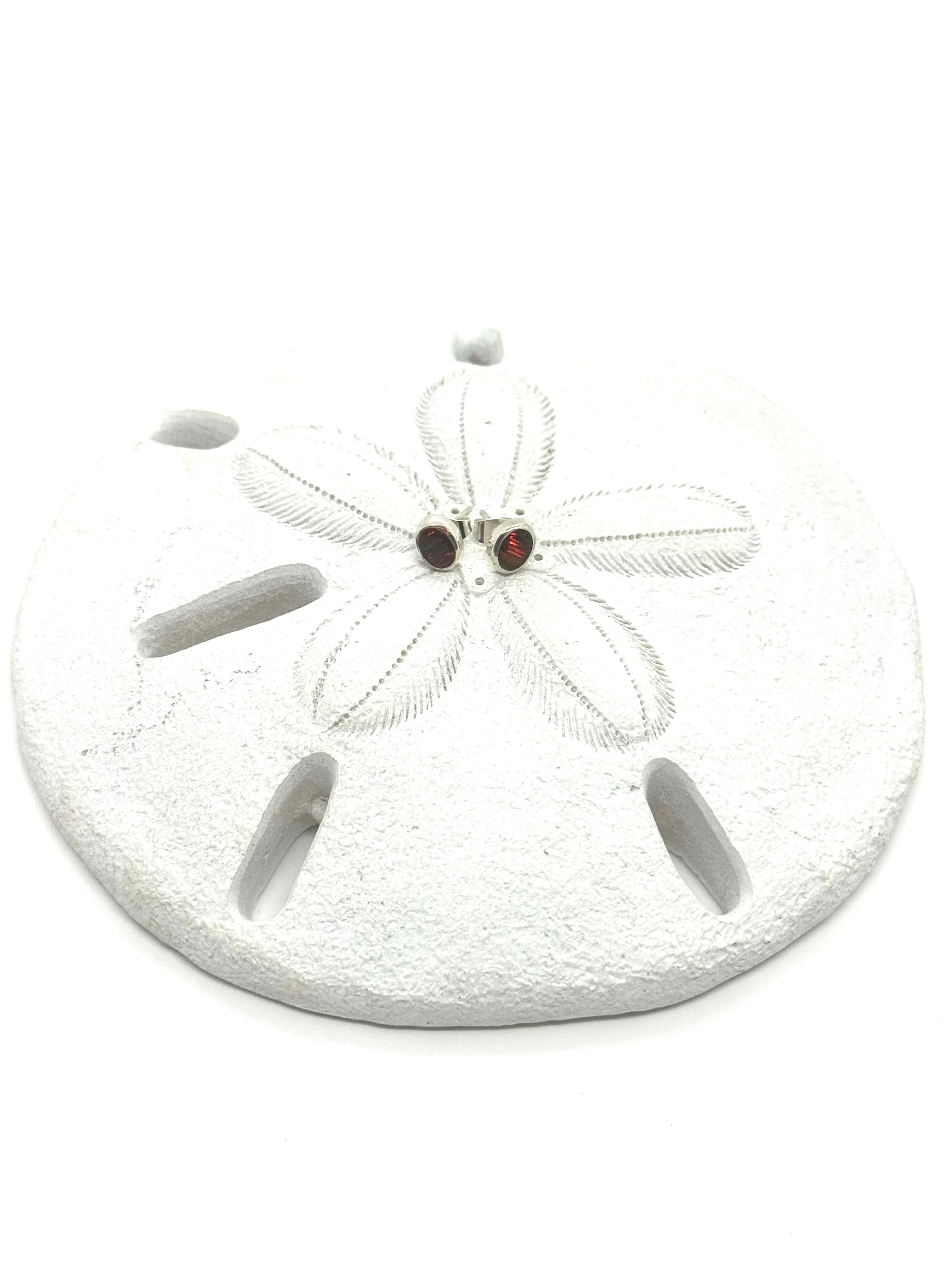 Red fire opal oval earrings